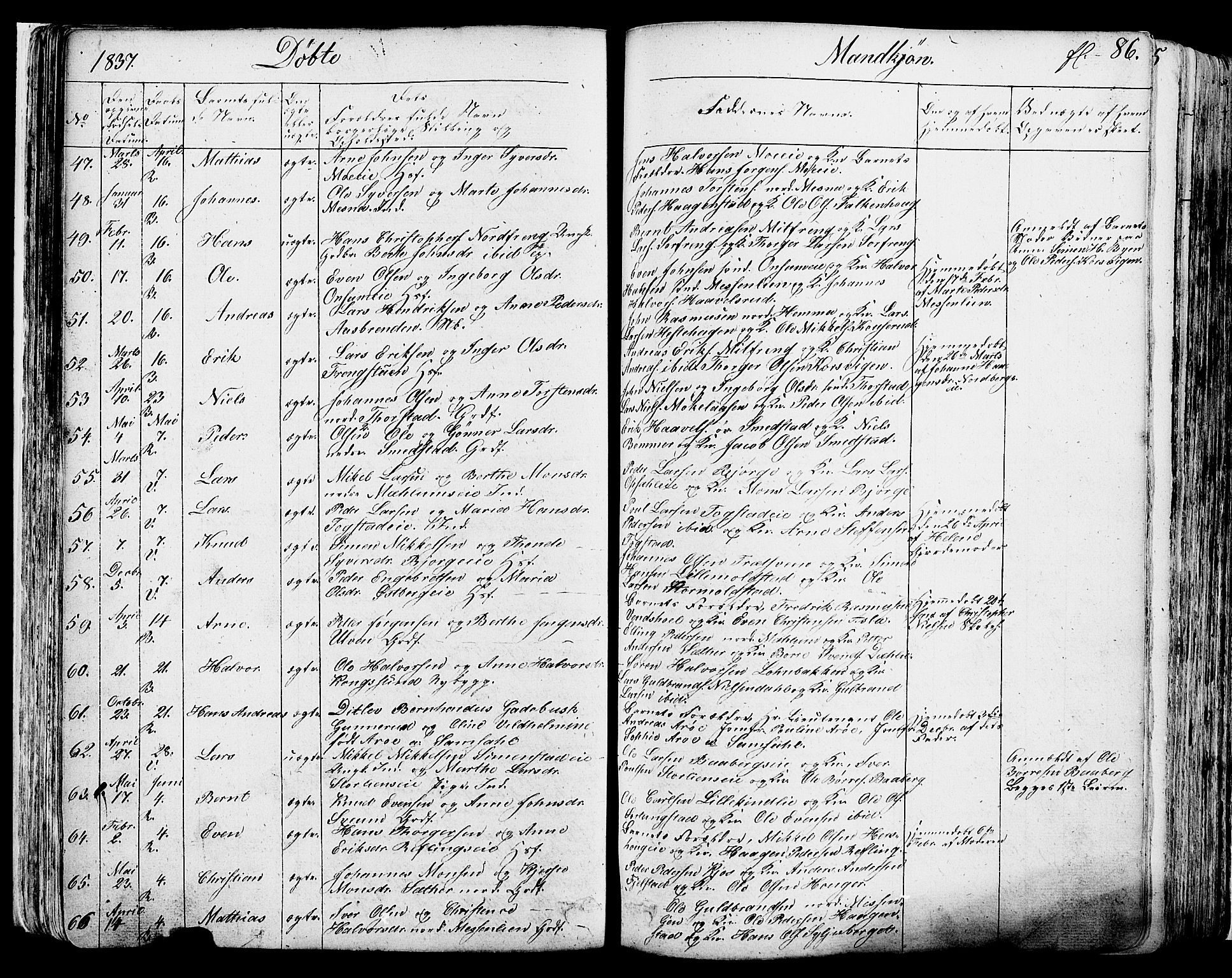 Ringsaker prestekontor, AV/SAH-PREST-014/K/Ka/L0007: Parish register (official) no. 7A, 1826-1837, p. 86