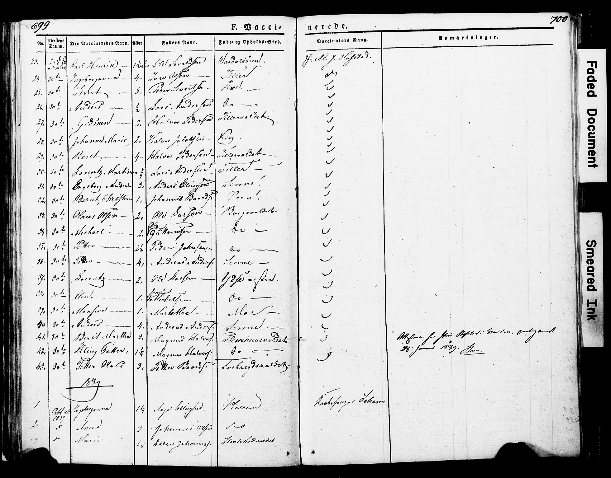 Ministerialprotokoller, klokkerbøker og fødselsregistre - Nord-Trøndelag, AV/SAT-A-1458/723/L0243: Parish register (official) no. 723A12, 1822-1851, p. 699-700