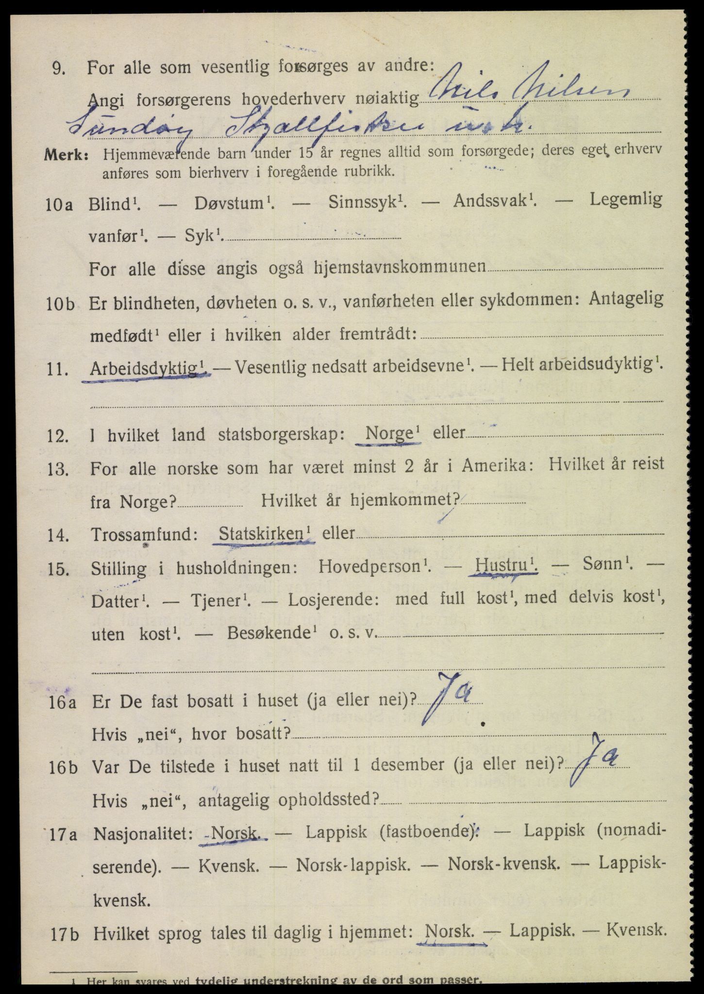 SAT, 1920 census for Tjøtta, 1920, p. 1206