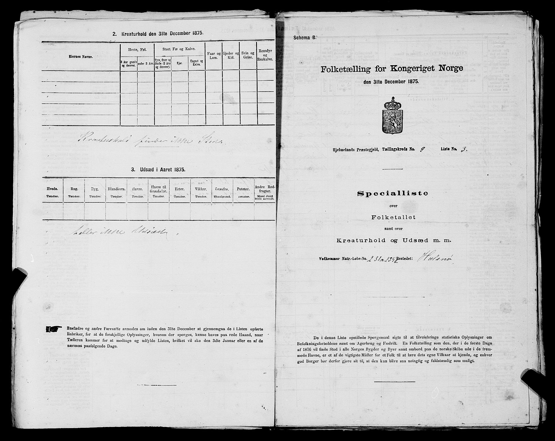 SAST, 1875 census for 1133P Hjelmeland, 1875, p. 1150