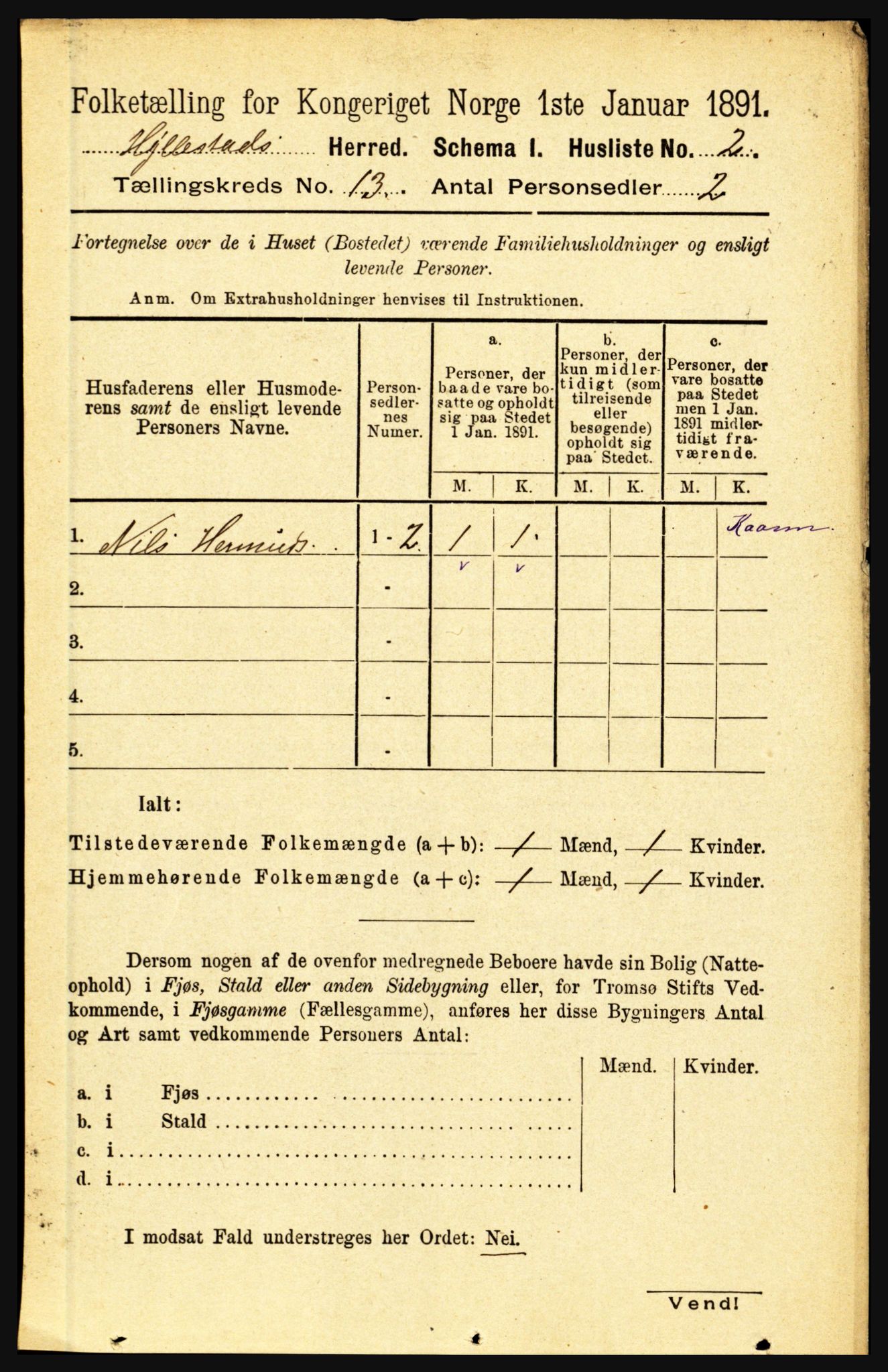 RA, 1891 census for 1413 Hyllestad, 1891, p. 2378