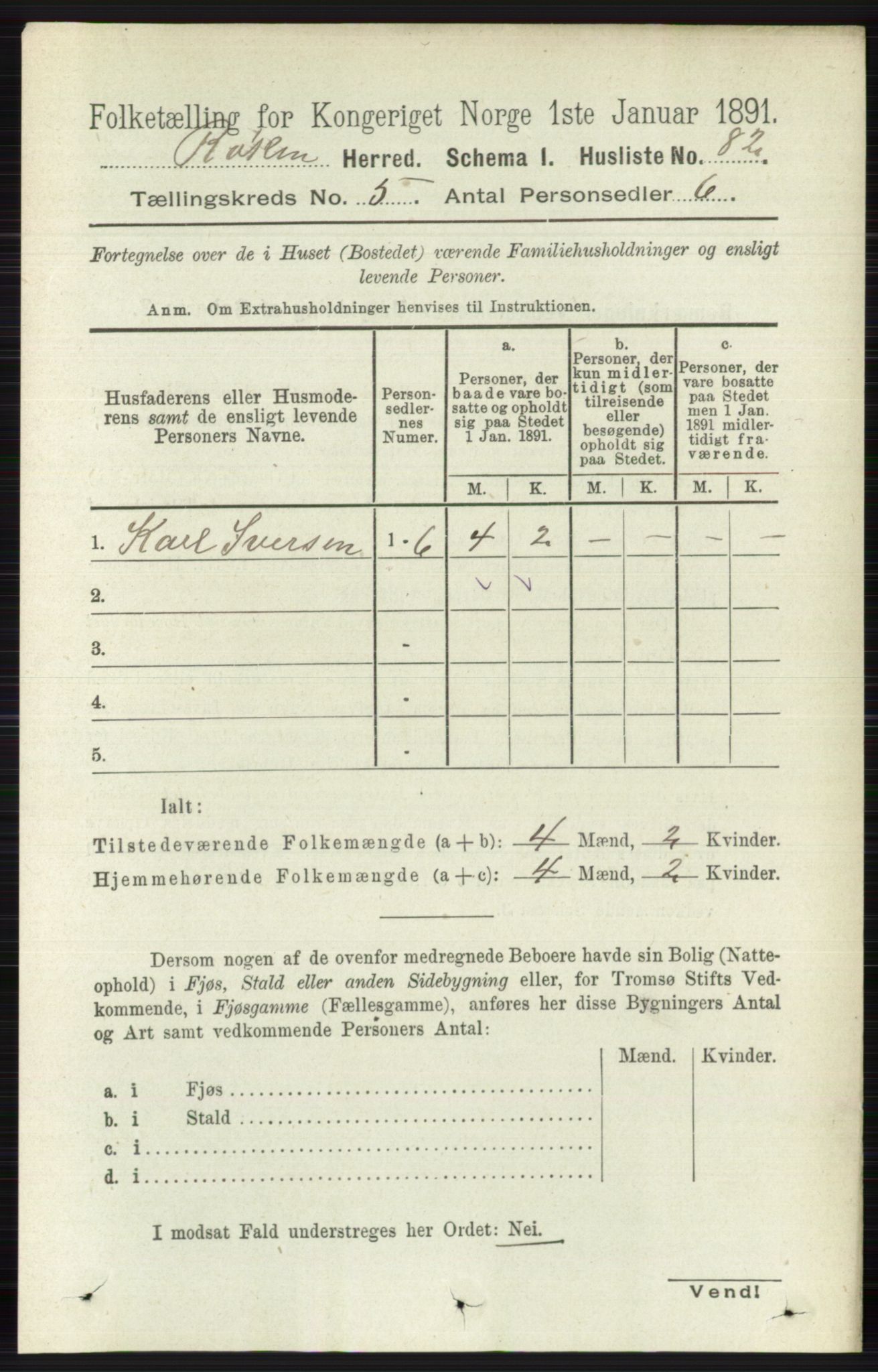 RA, 1891 census for 0627 Røyken, 1891, p. 2846