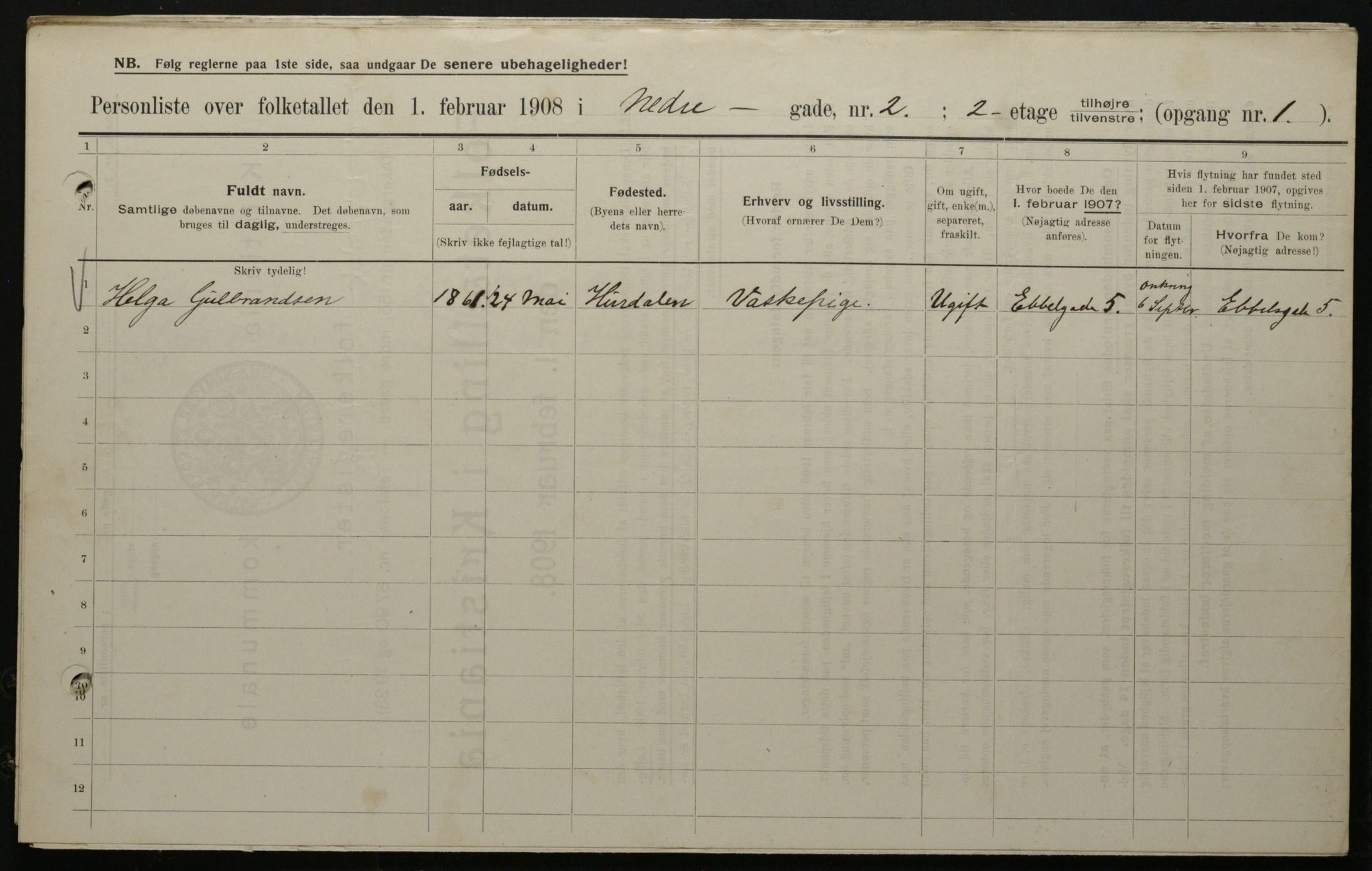 OBA, Municipal Census 1908 for Kristiania, 1908, p. 61979