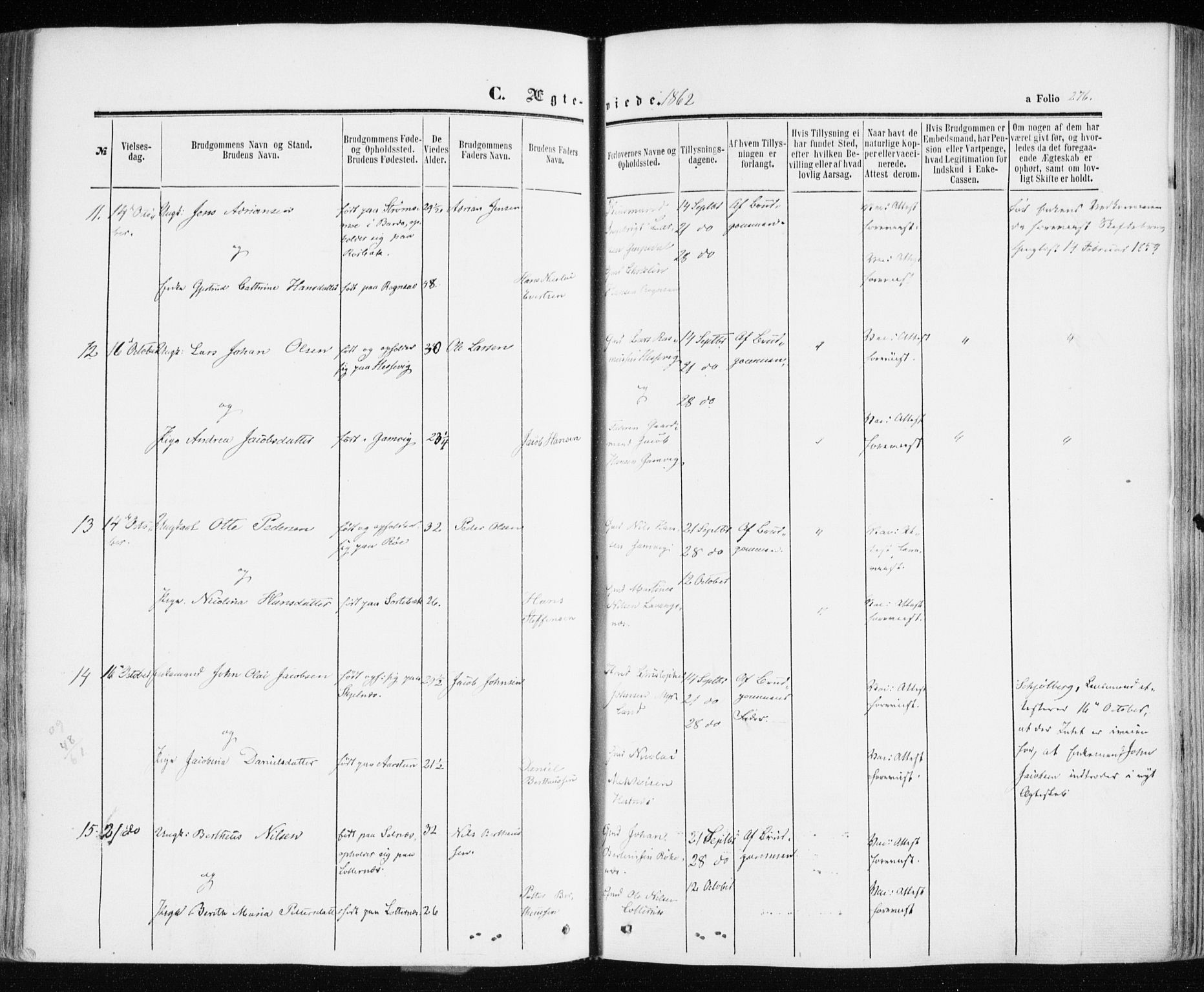 Ibestad sokneprestembete, SATØ/S-0077/H/Ha/Haa/L0009kirke: Parish register (official) no. 9, 1859-1868, p. 276