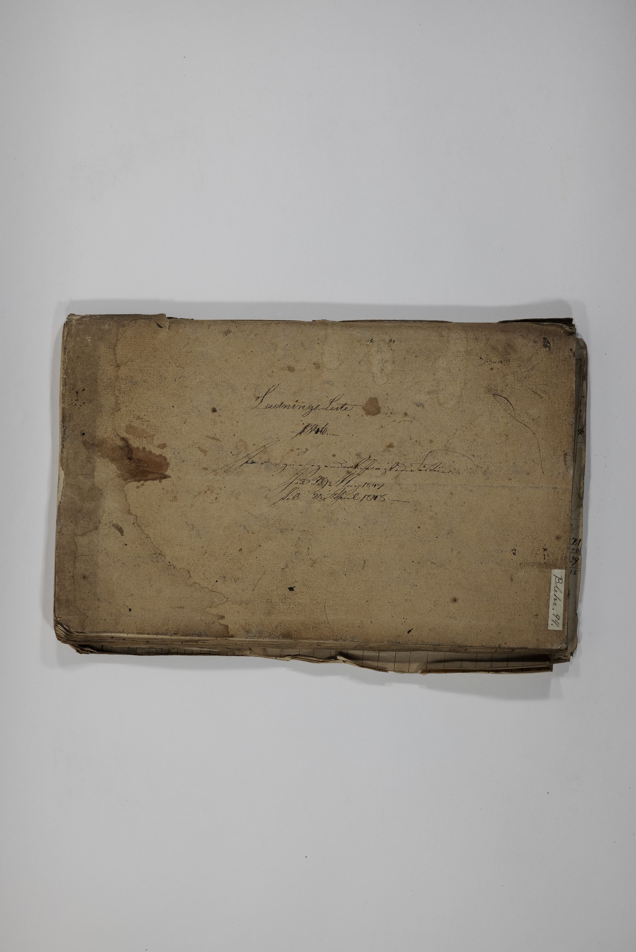 Blehr/ Kjellestad, TEMU/TGM-A-1212/R/Rl/L0008: Ladnings Liste, 1846-1848, p. 1