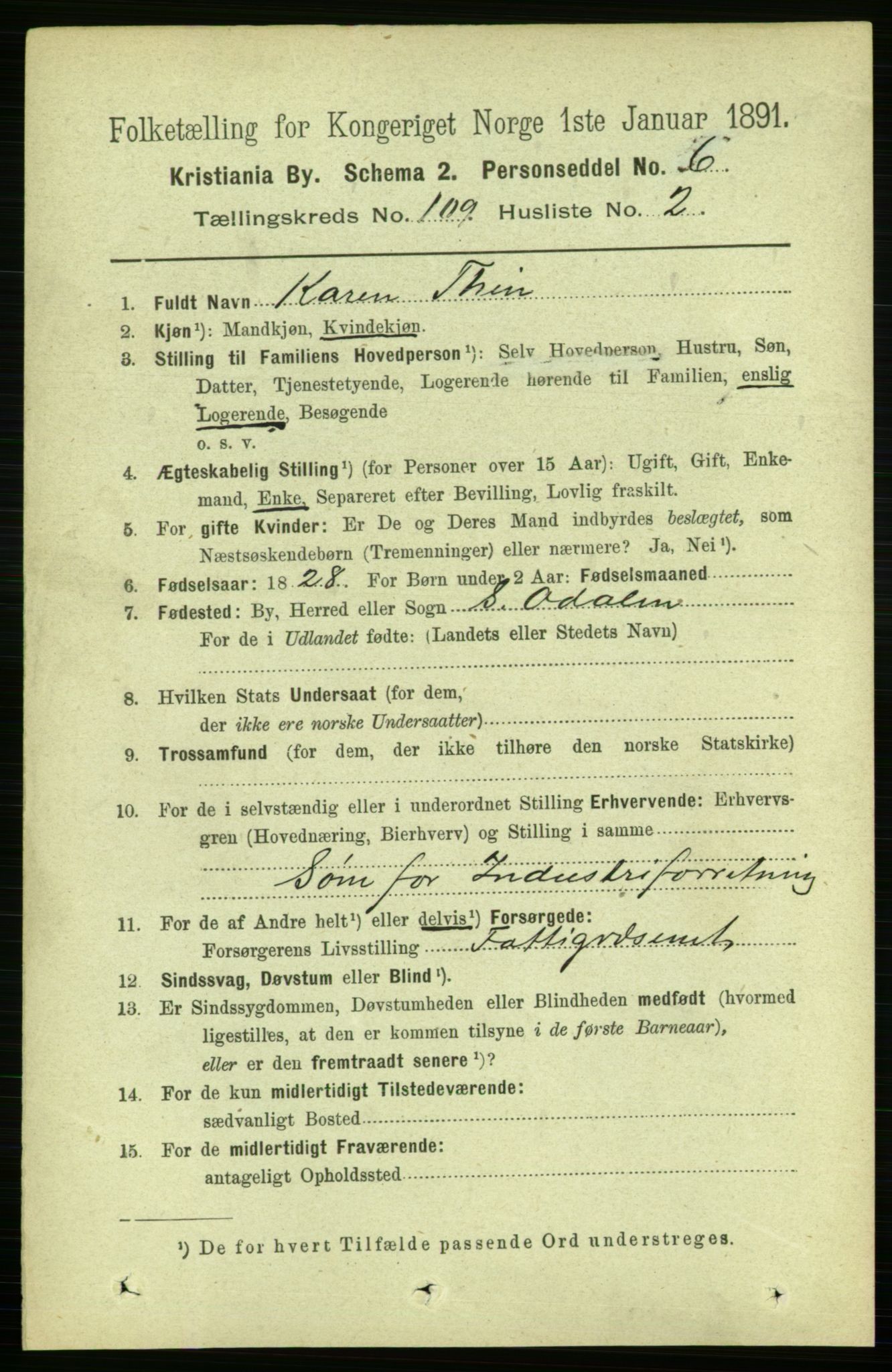 RA, 1891 census for 0301 Kristiania, 1891, p. 56419