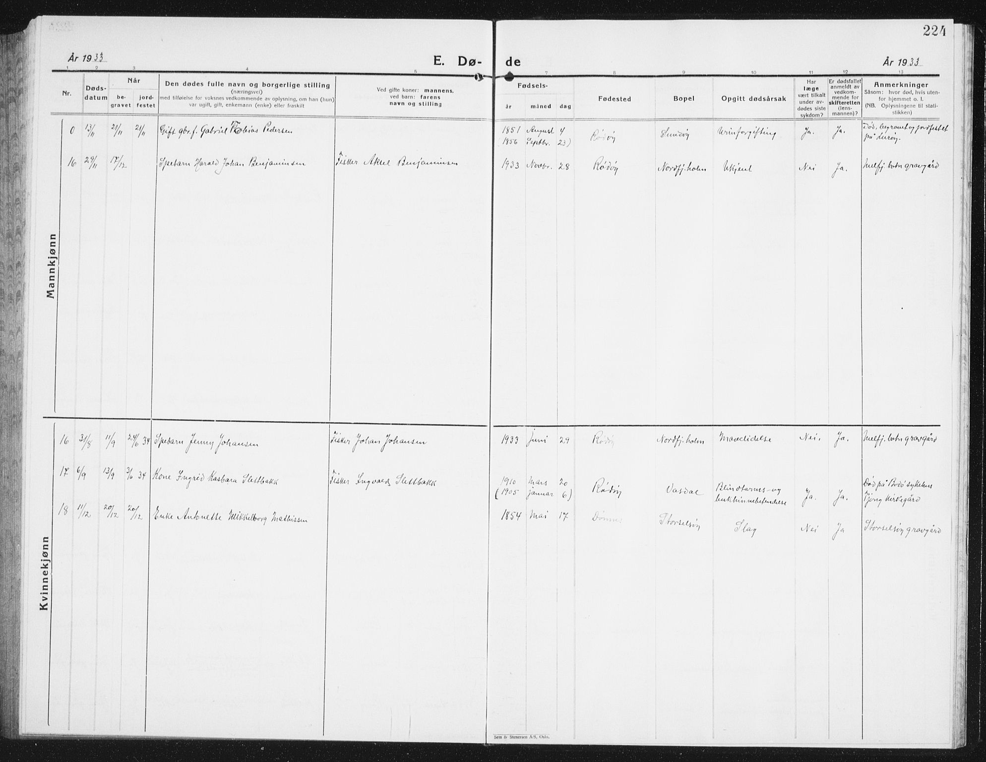 Ministerialprotokoller, klokkerbøker og fødselsregistre - Nordland, SAT/A-1459/841/L0622: Parish register (copy) no. 841C06, 1924-1942, p. 224