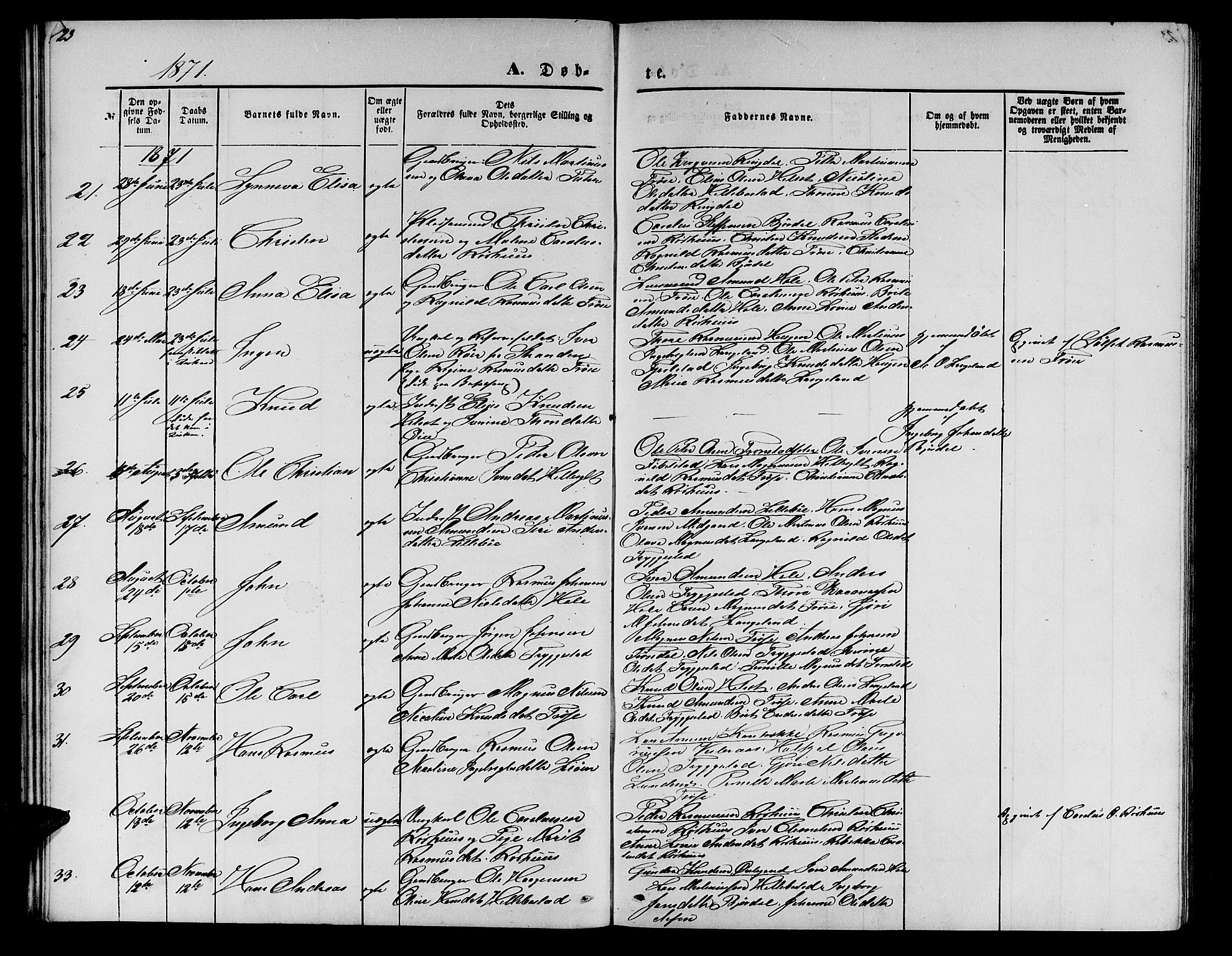 Ministerialprotokoller, klokkerbøker og fødselsregistre - Møre og Romsdal, AV/SAT-A-1454/517/L0229: Parish register (copy) no. 517C02, 1864-1879, p. 23