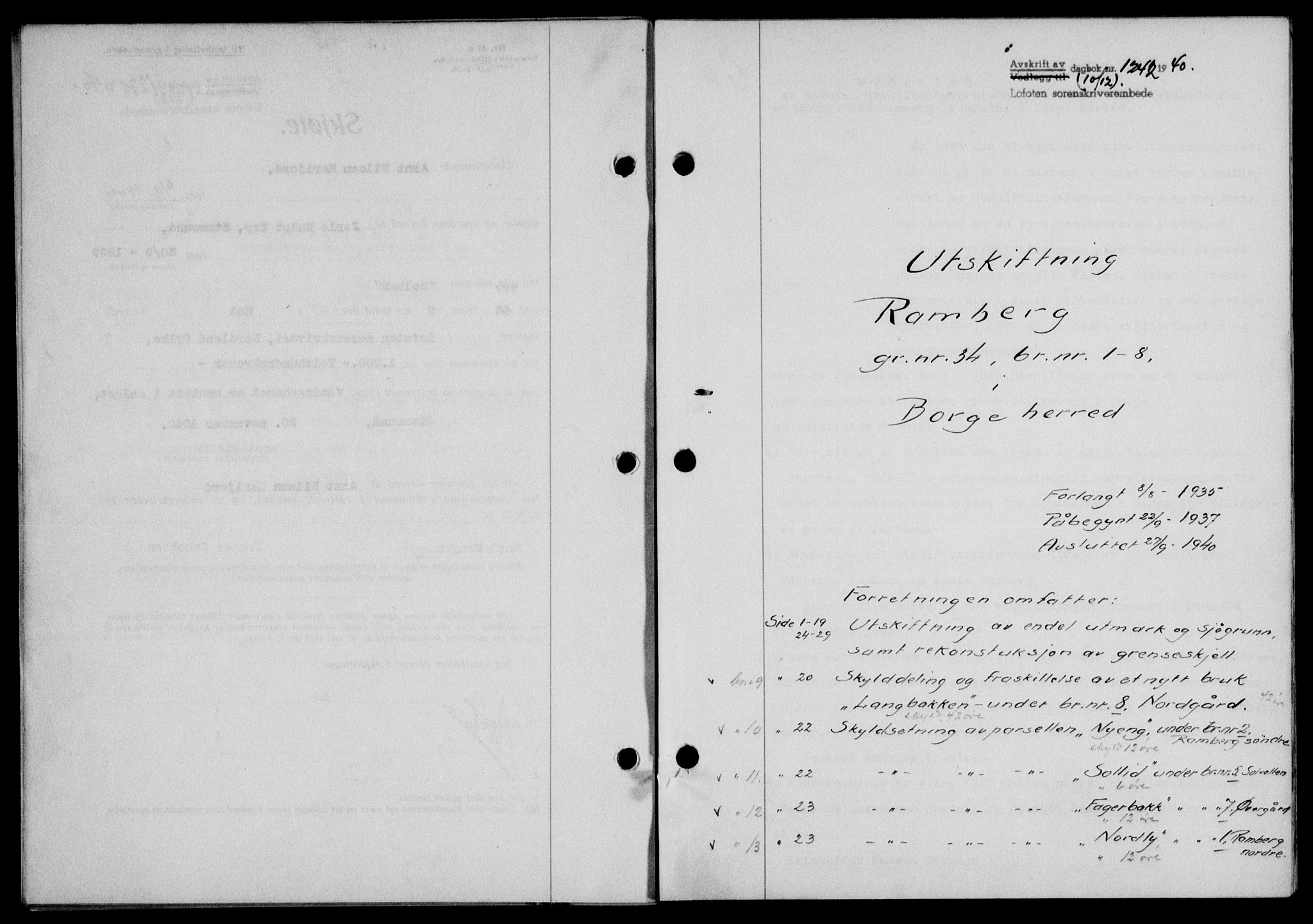 Lofoten sorenskriveri, SAT/A-0017/1/2/2C/L0008a: Mortgage book no. 8a, 1940-1941, Diary no: : 1242/1940
