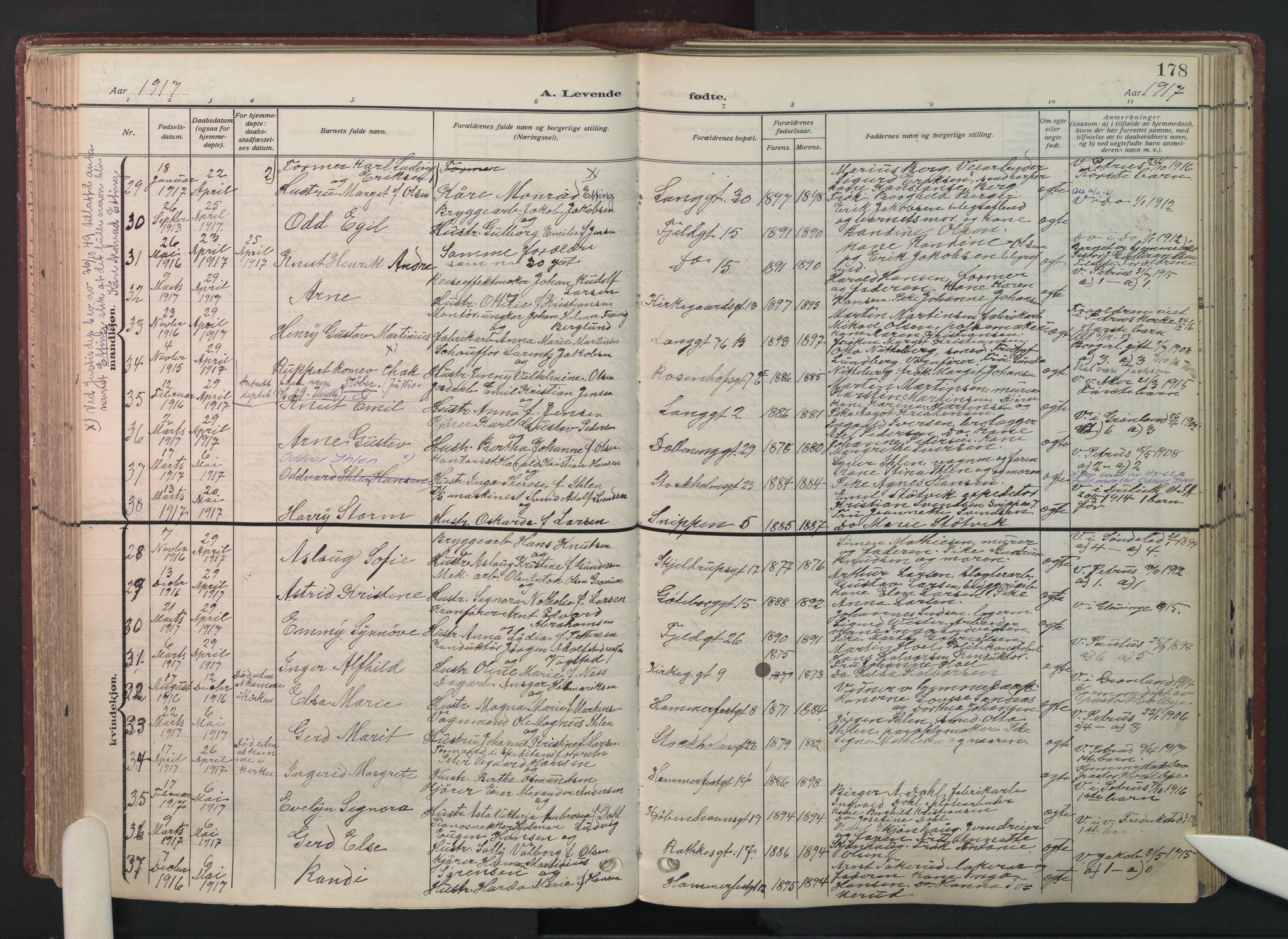 Petrus prestekontor Kirkebøker, AV/SAO-A-10872/F/Fa/L0012: Parish register (official) no. 12, 1909-1936, p. 178