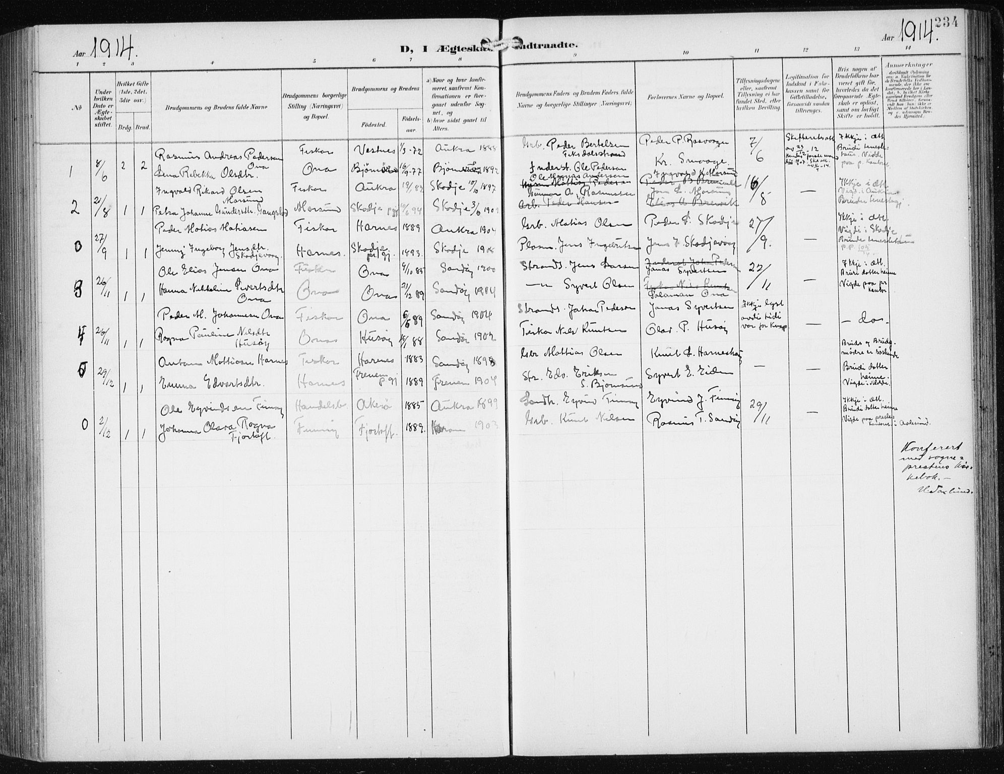 Ministerialprotokoller, klokkerbøker og fødselsregistre - Møre og Romsdal, SAT/A-1454/561/L0733: Parish register (copy) no. 561C03, 1900-1940, p. 234