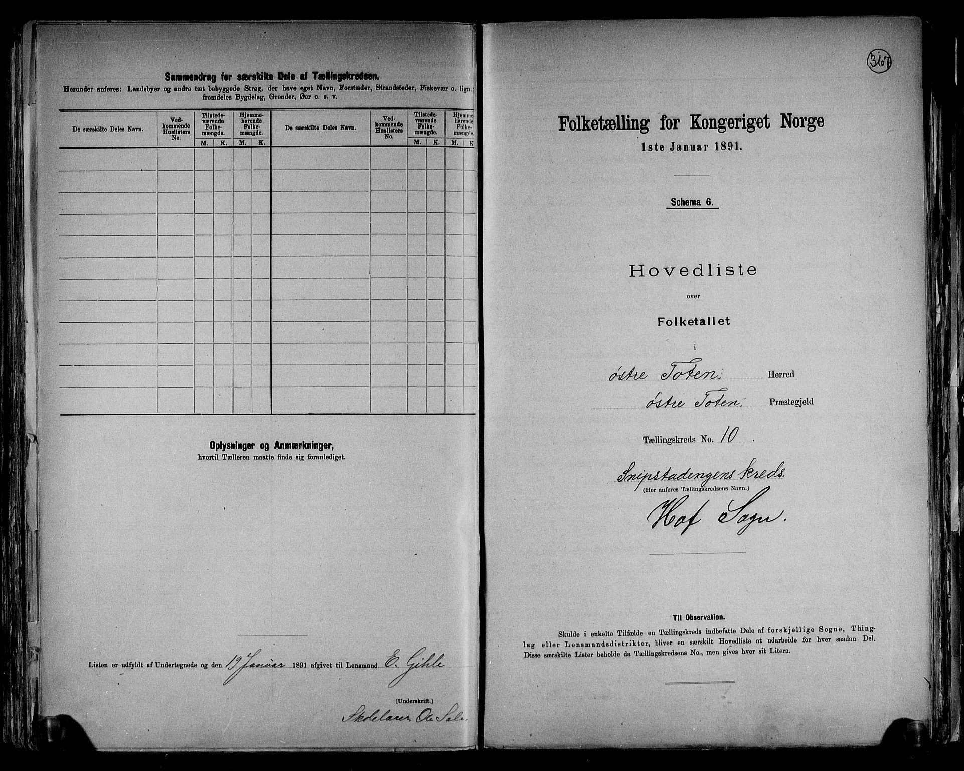 RA, 1891 census for 0528 Østre Toten, 1891, p. 30