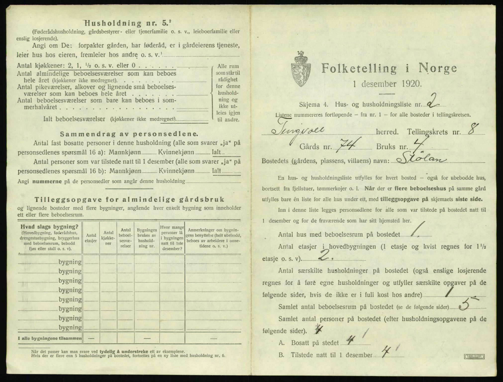 SAT, 1920 census for Tingvoll, 1920, p. 476