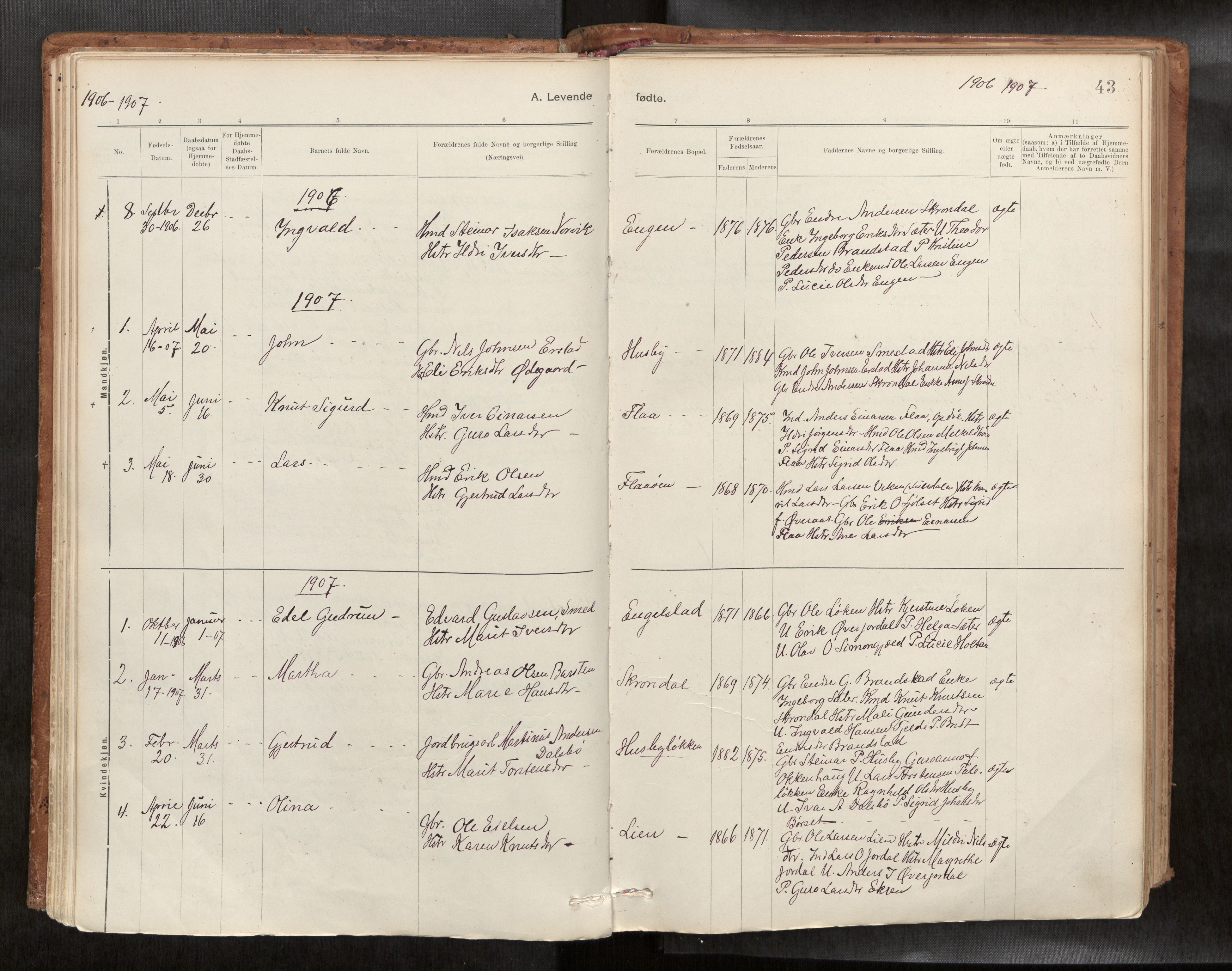 Ministerialprotokoller, klokkerbøker og fødselsregistre - Møre og Romsdal, SAT/A-1454/588/L1006: Parish register (official) no. 588A03, 1886-1912, p. 43