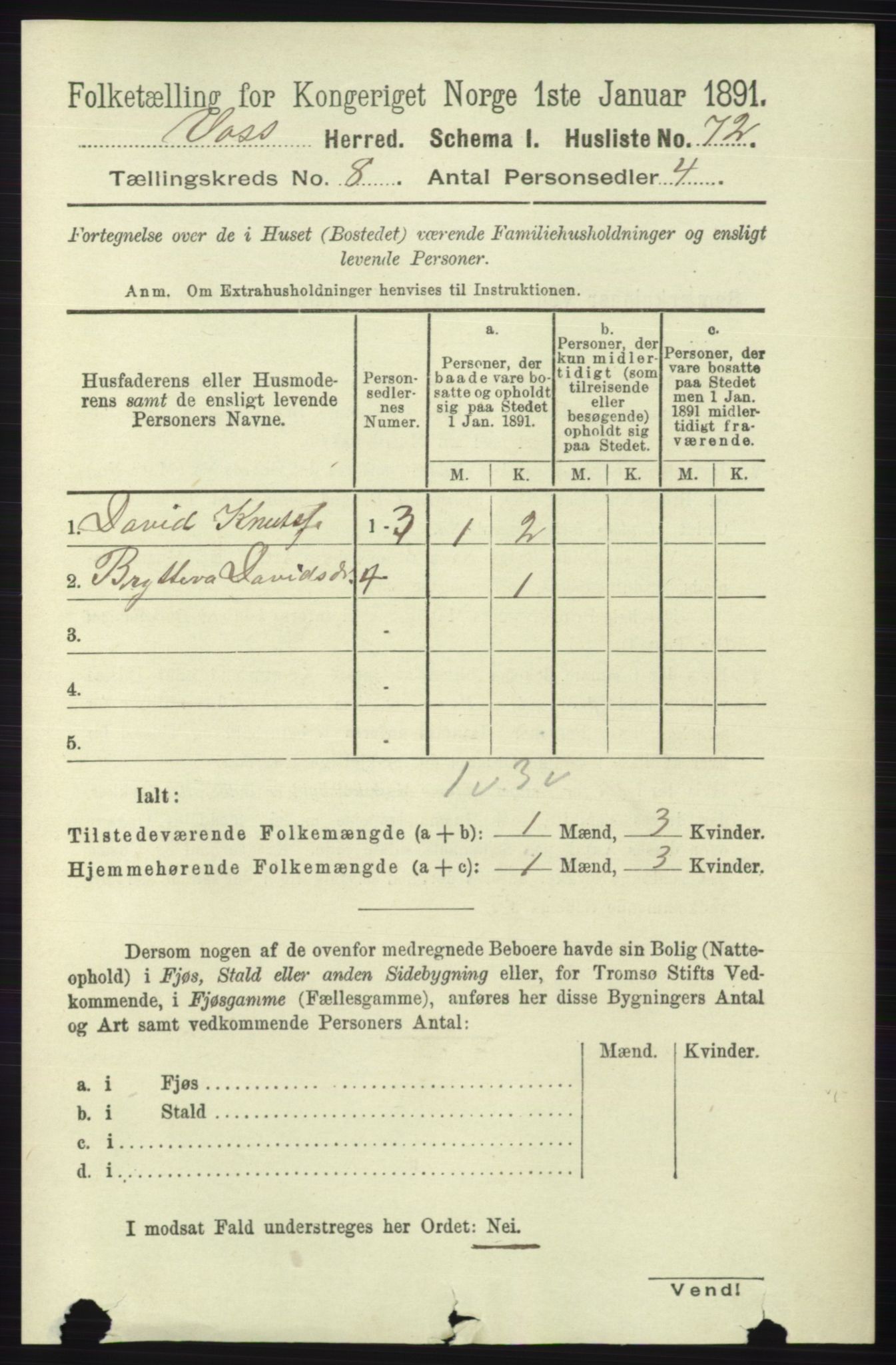 RA, 1891 census for 1235 Voss, 1891, p. 4222