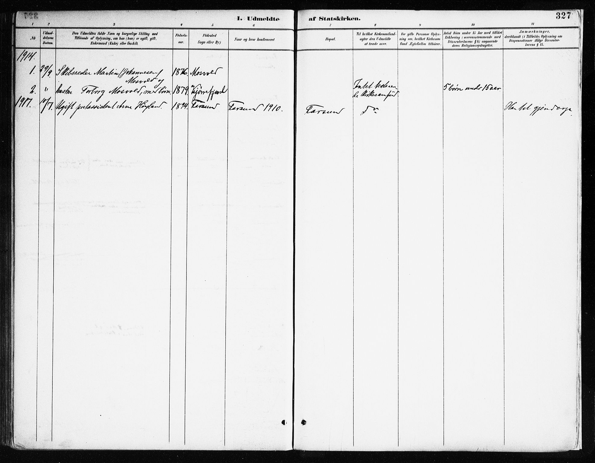 Farsund sokneprestkontor, SAK/1111-0009/F/Fa/L0006: Parish register (official) no. A 6, 1887-1920, p. 327