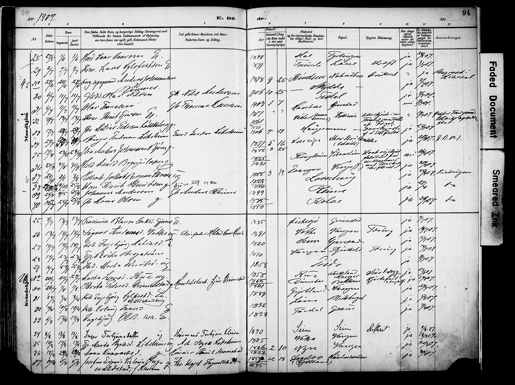 Voss sokneprestembete, AV/SAB-A-79001/H/Haa: Parish register (official) no. A 22, 1887-1909, p. 94