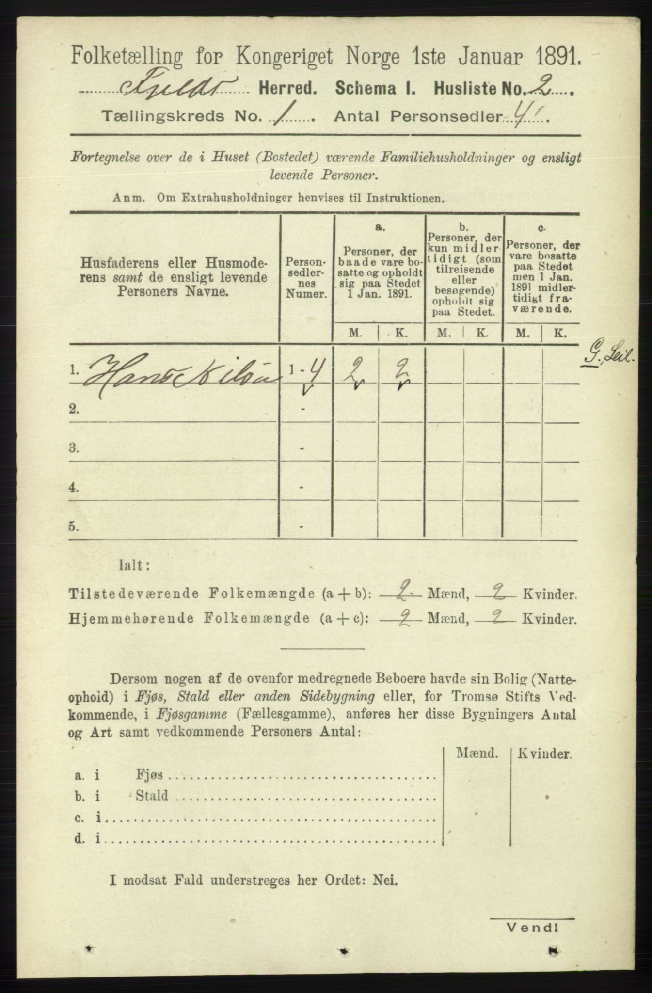 RA, 1891 census for 1246 Fjell, 1891, p. 24