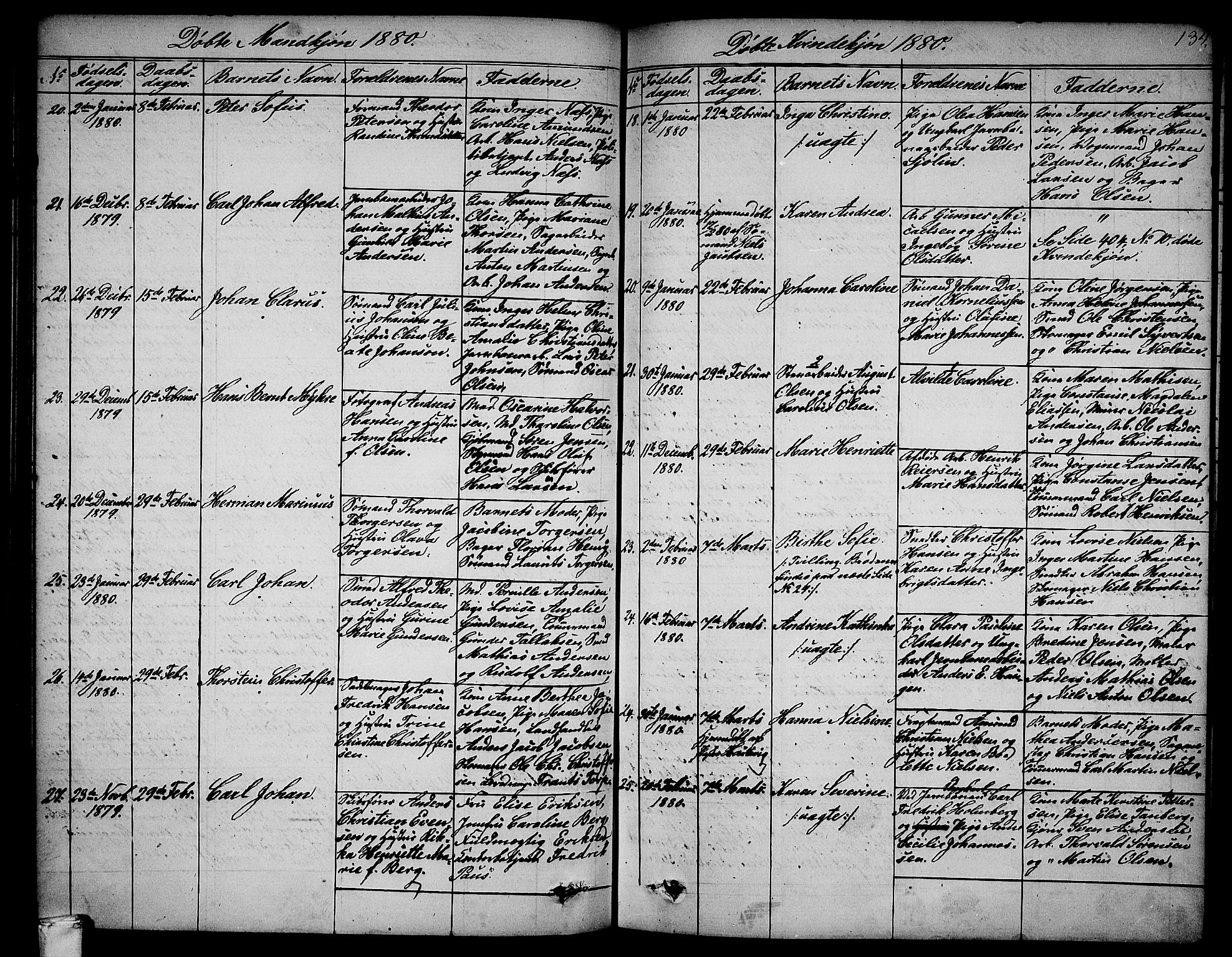 Larvik kirkebøker, AV/SAKO-A-352/G/Ga/L0004: Parish register (copy) no. I 4, 1871-1888, p. 134