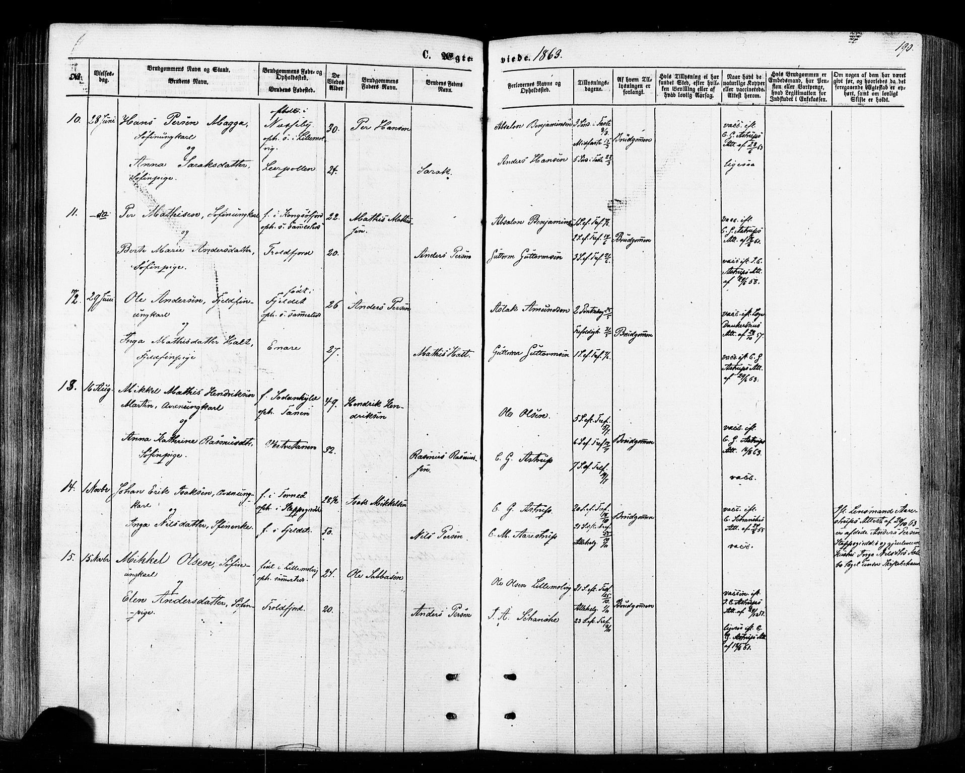Tana sokneprestkontor, AV/SATØ-S-1334/H/Ha/L0002kirke: Parish register (official) no. 2 /1, 1861-1877, p. 190