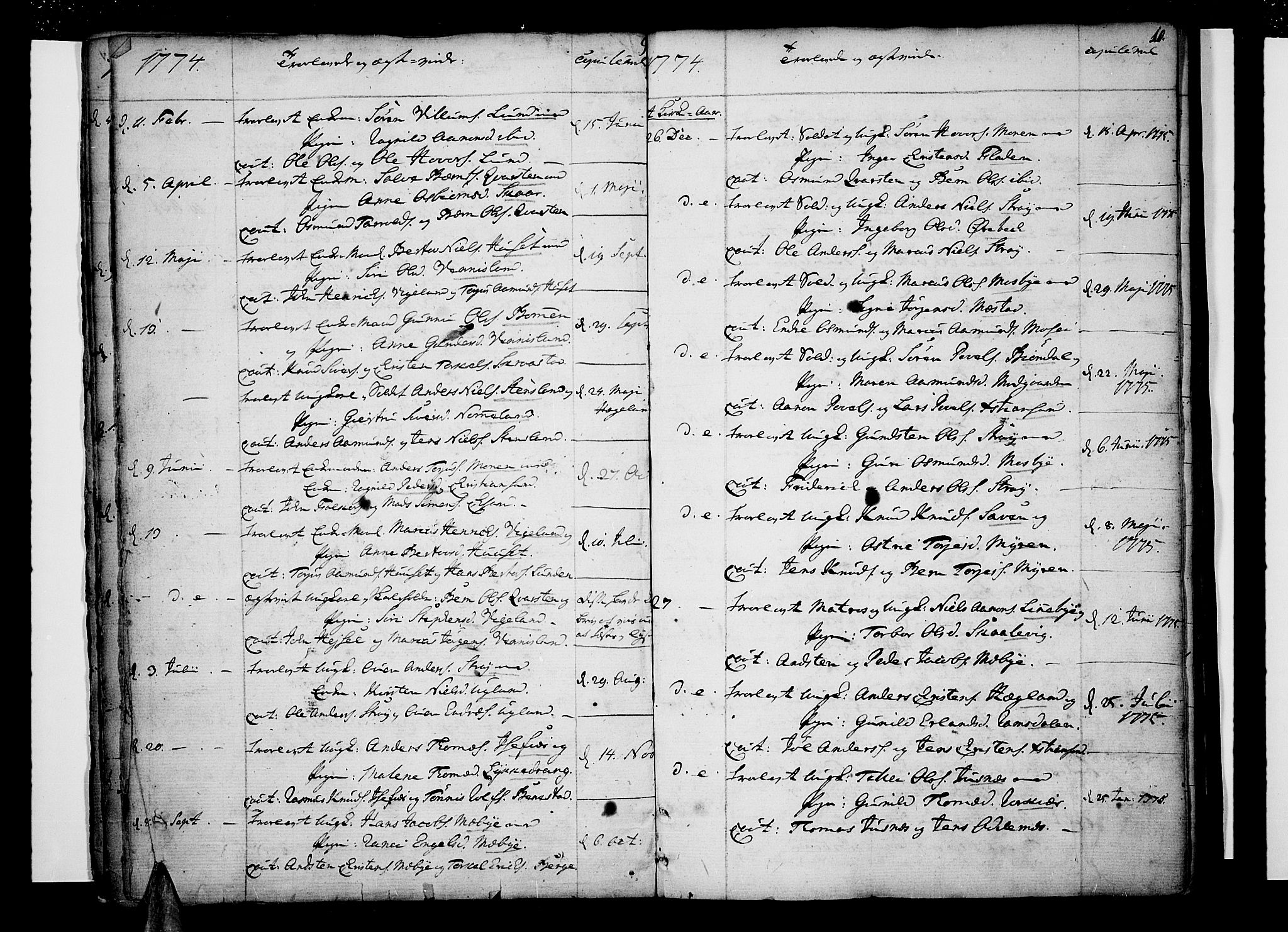 Oddernes sokneprestkontor, SAK/1111-0033/F/Fa/Faa/L0004: Parish register (official) no. A 4, 1764-1820, p. 10