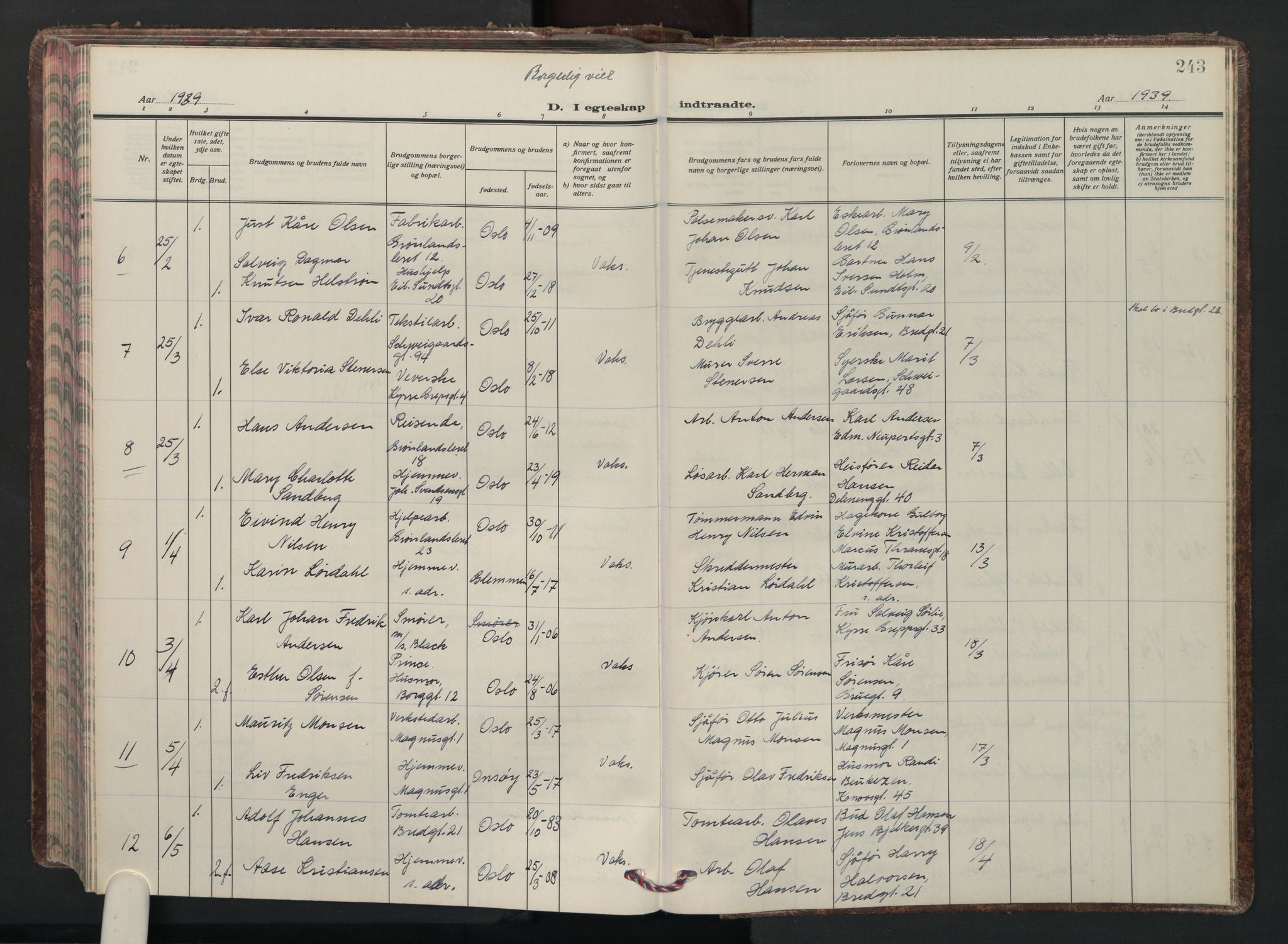 Grønland prestekontor Kirkebøker, AV/SAO-A-10848/F/Fa/L0020: Parish register (official) no. 20, 1935-1946, p. 243