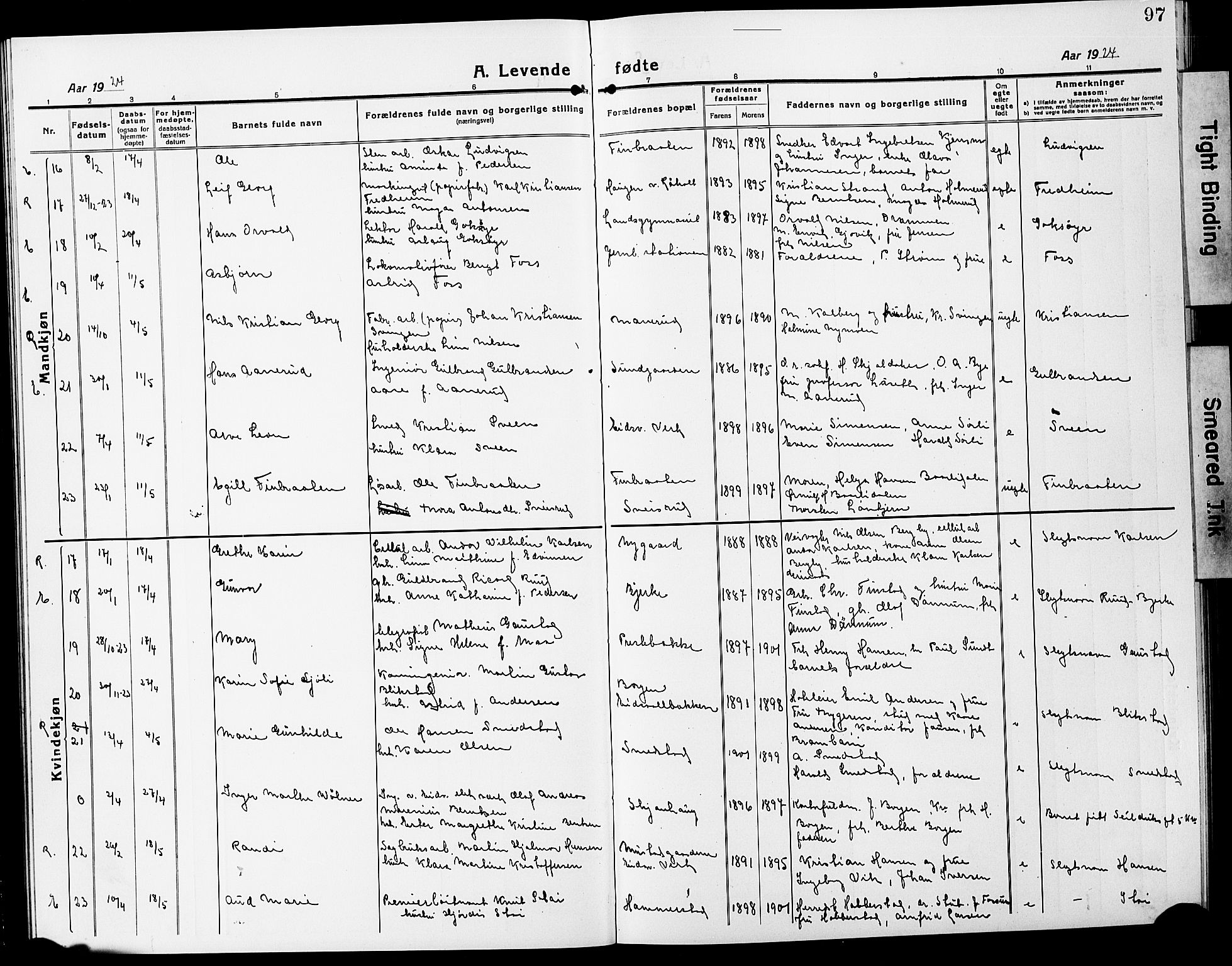 Eidsvoll prestekontor Kirkebøker, AV/SAO-A-10888/G/Ga/L0010: Parish register (copy) no. I 10, 1919-1929, p. 97