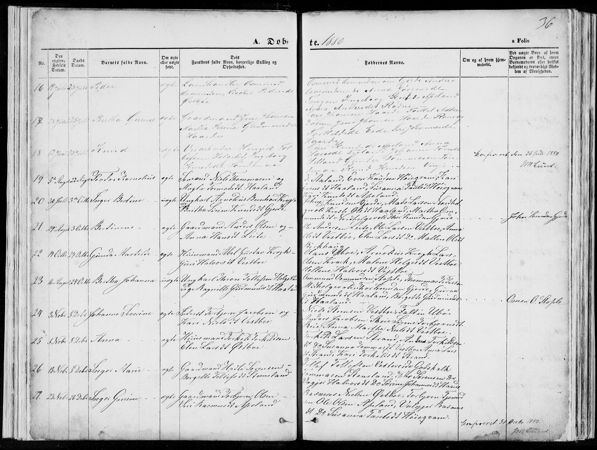 Vikedal sokneprestkontor, AV/SAST-A-101840/01/V: Parish register (copy) no. B 10, 1864-1926, p. 36