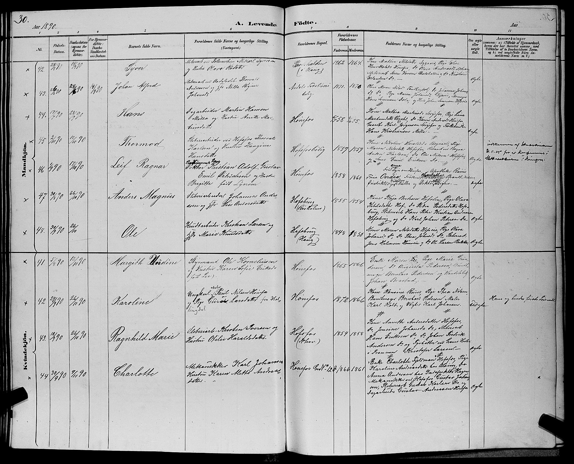 Hønefoss kirkebøker, SAKO/A-609/G/Ga/L0002: Parish register (copy) no. 2, 1888-1904, p. 30
