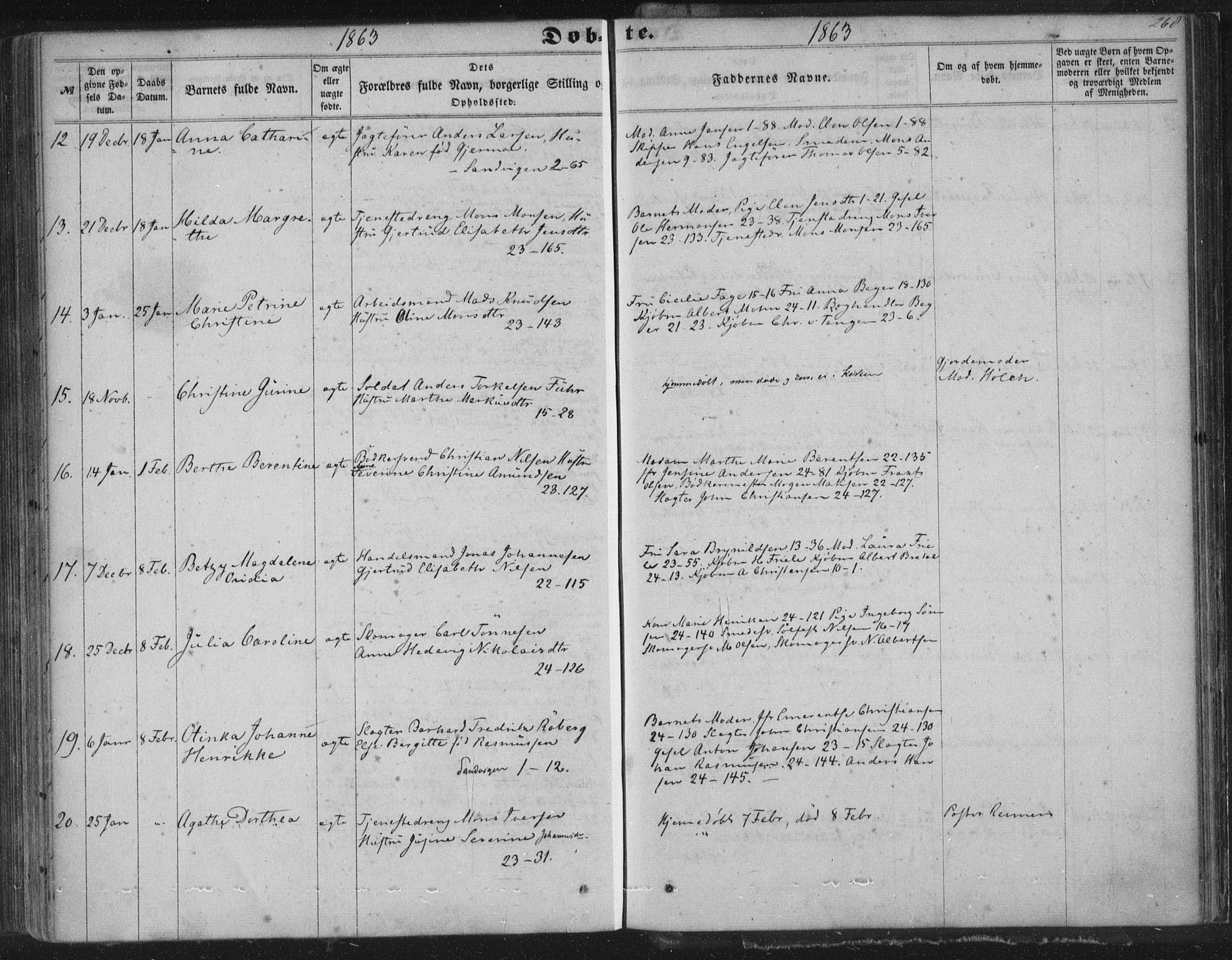 Korskirken sokneprestembete, AV/SAB-A-76101/H/Haa/L0018: Parish register (official) no. B 4, 1857-1866, p. 268