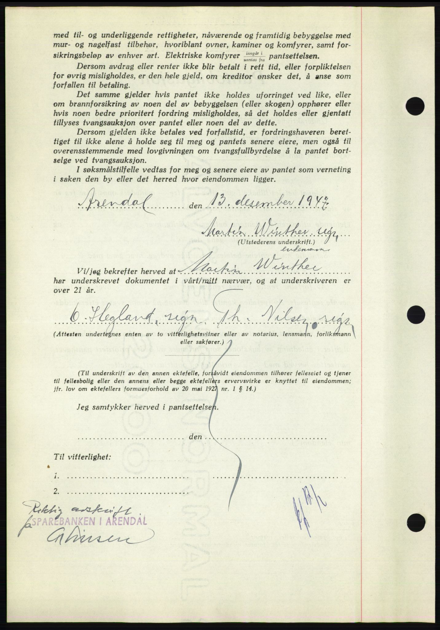 Nedenes sorenskriveri, AV/SAK-1221-0006/G/Gb/Gbb/L0004: Mortgage book no. B4, 1947-1947, Diary no: : 1899/1947