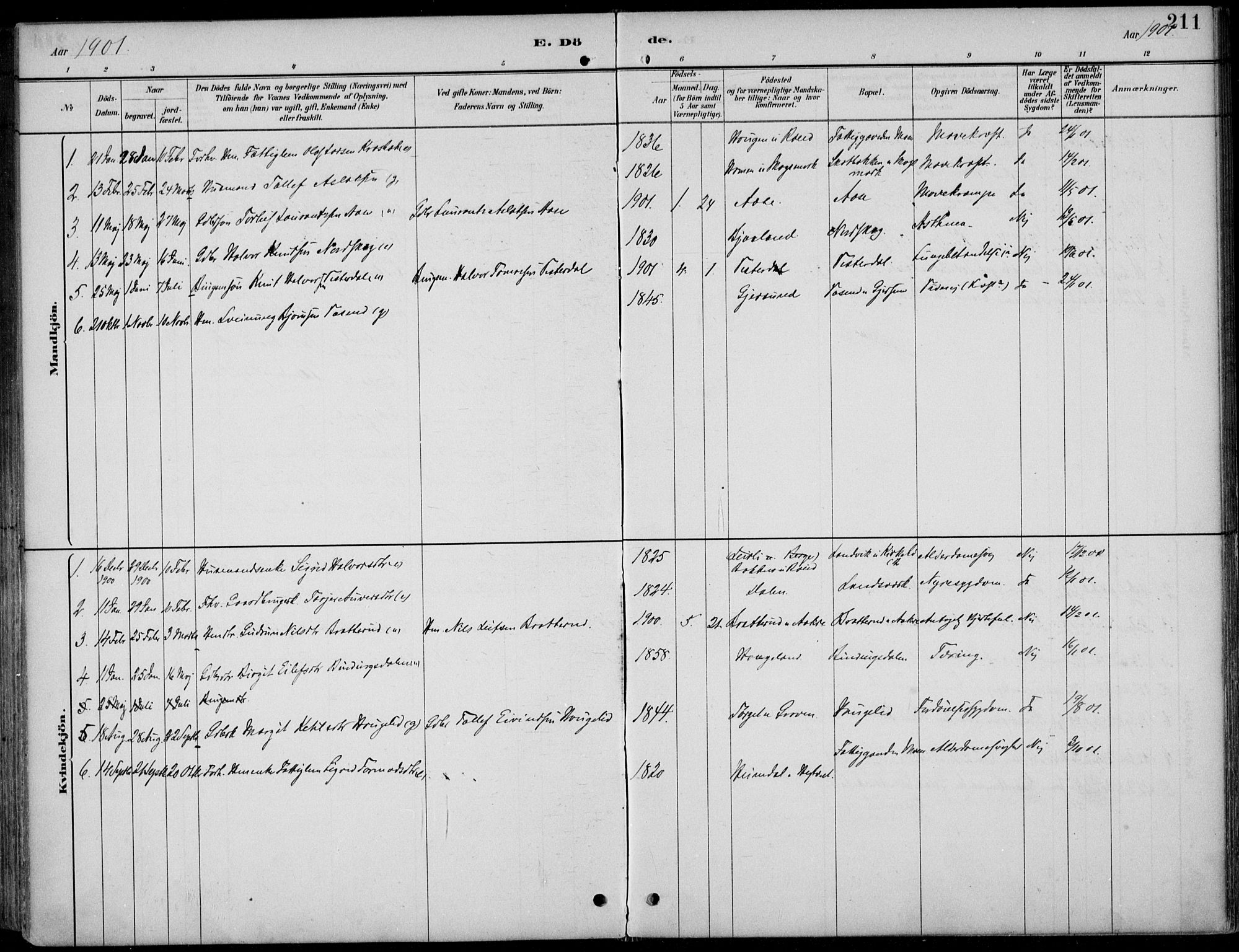 Kviteseid kirkebøker, AV/SAKO-A-276/F/Fb/L0002: Parish register (official) no. II 2, 1882-1916, p. 211