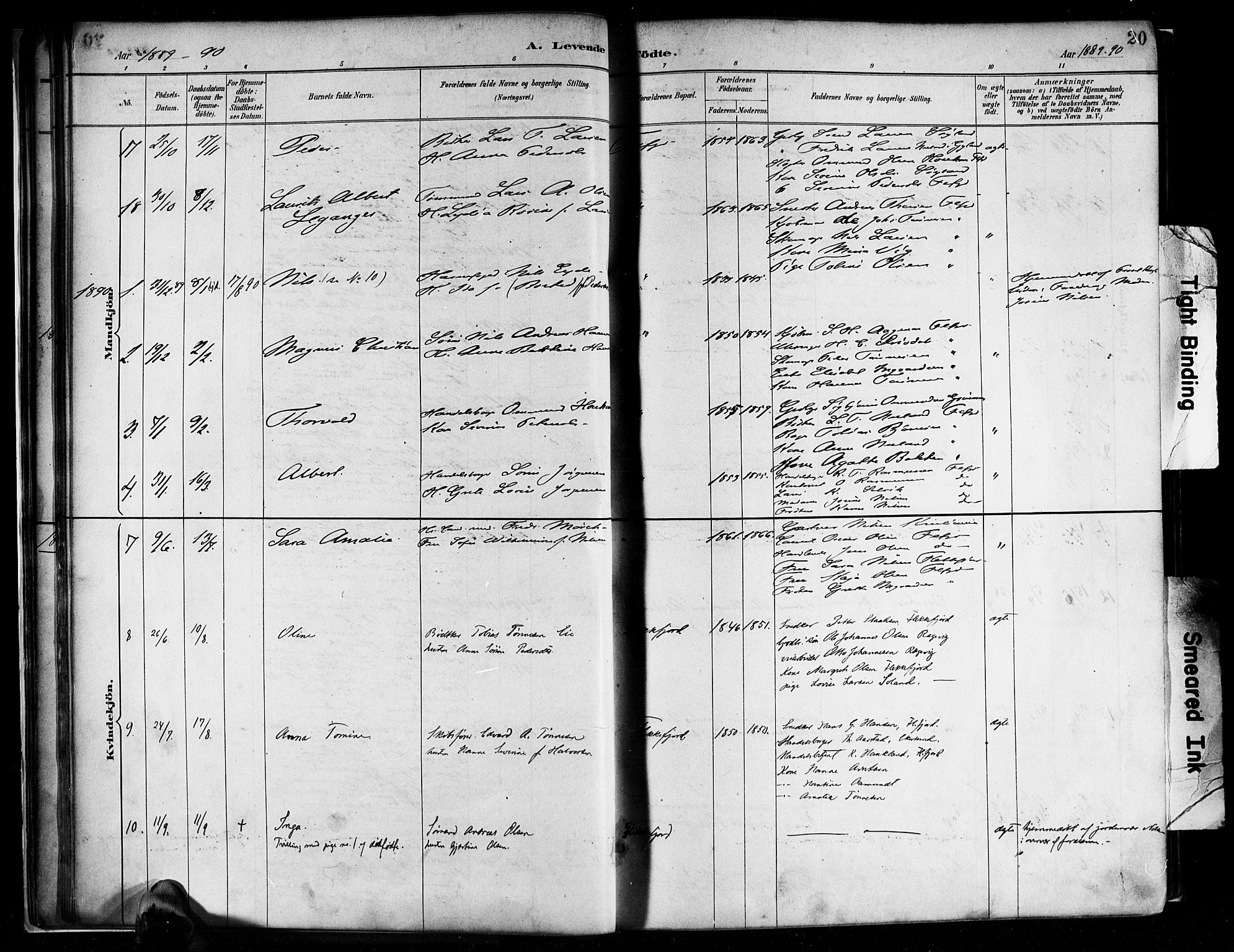 Flekkefjord sokneprestkontor, AV/SAK-1111-0012/F/Fa/Faa/L0001: Parish register (official) no. A 1, 1885-1900, p. 20