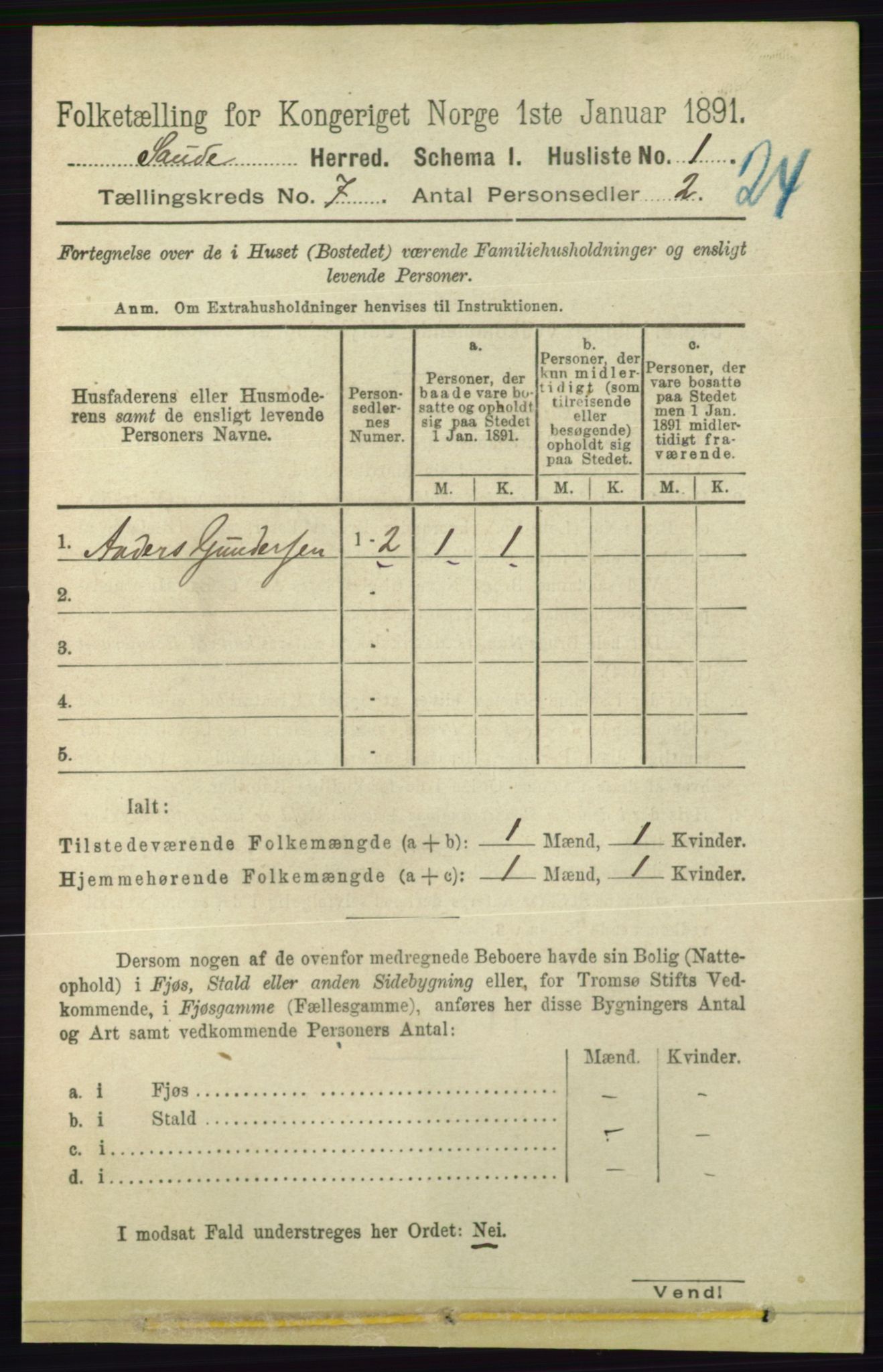 RA, 1891 census for 0822 Sauherad, 1891, p. 1984