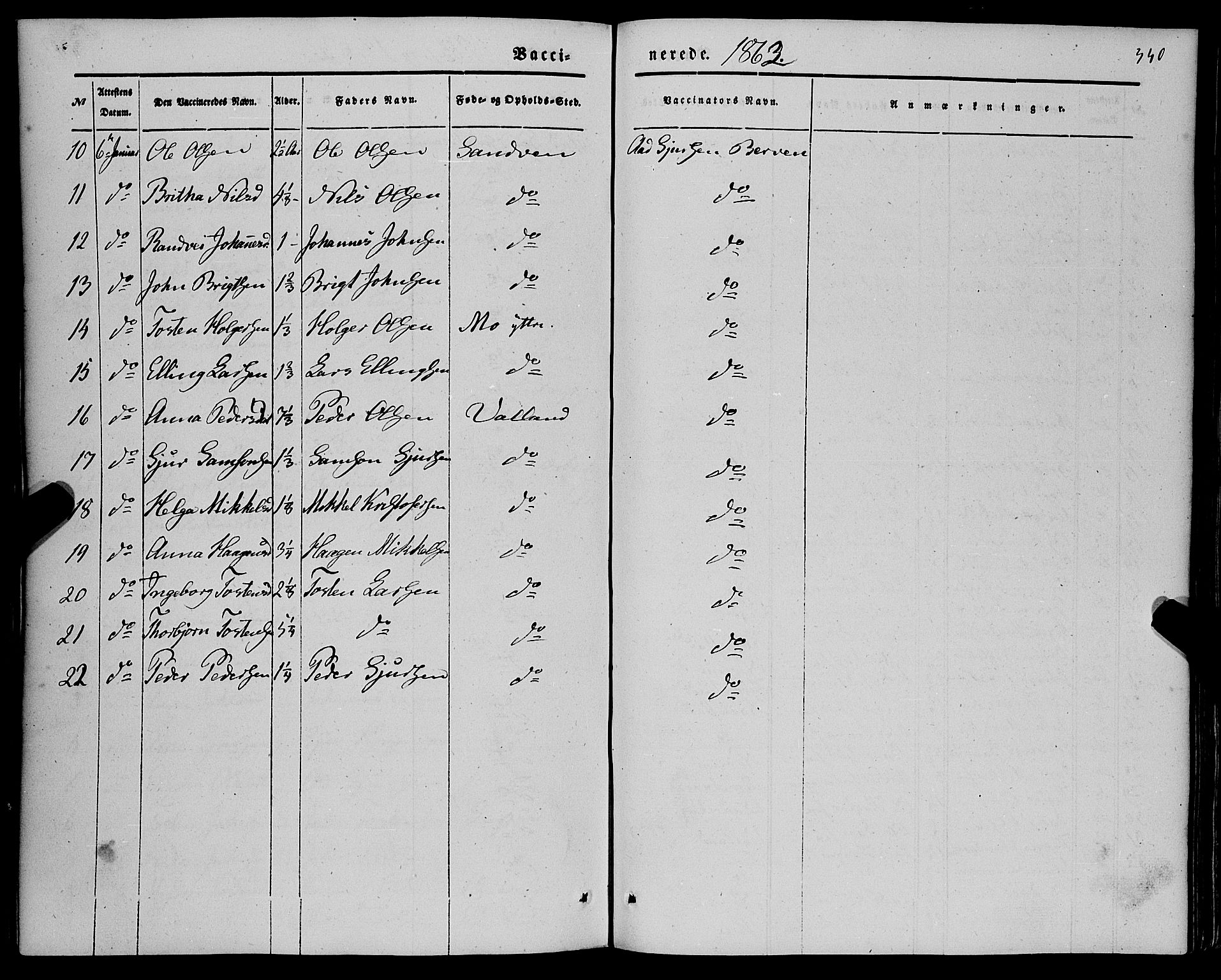 Kvam sokneprestembete, AV/SAB-A-76201/H/Haa: Parish register (official) no. A 8, 1844-1863, p. 340