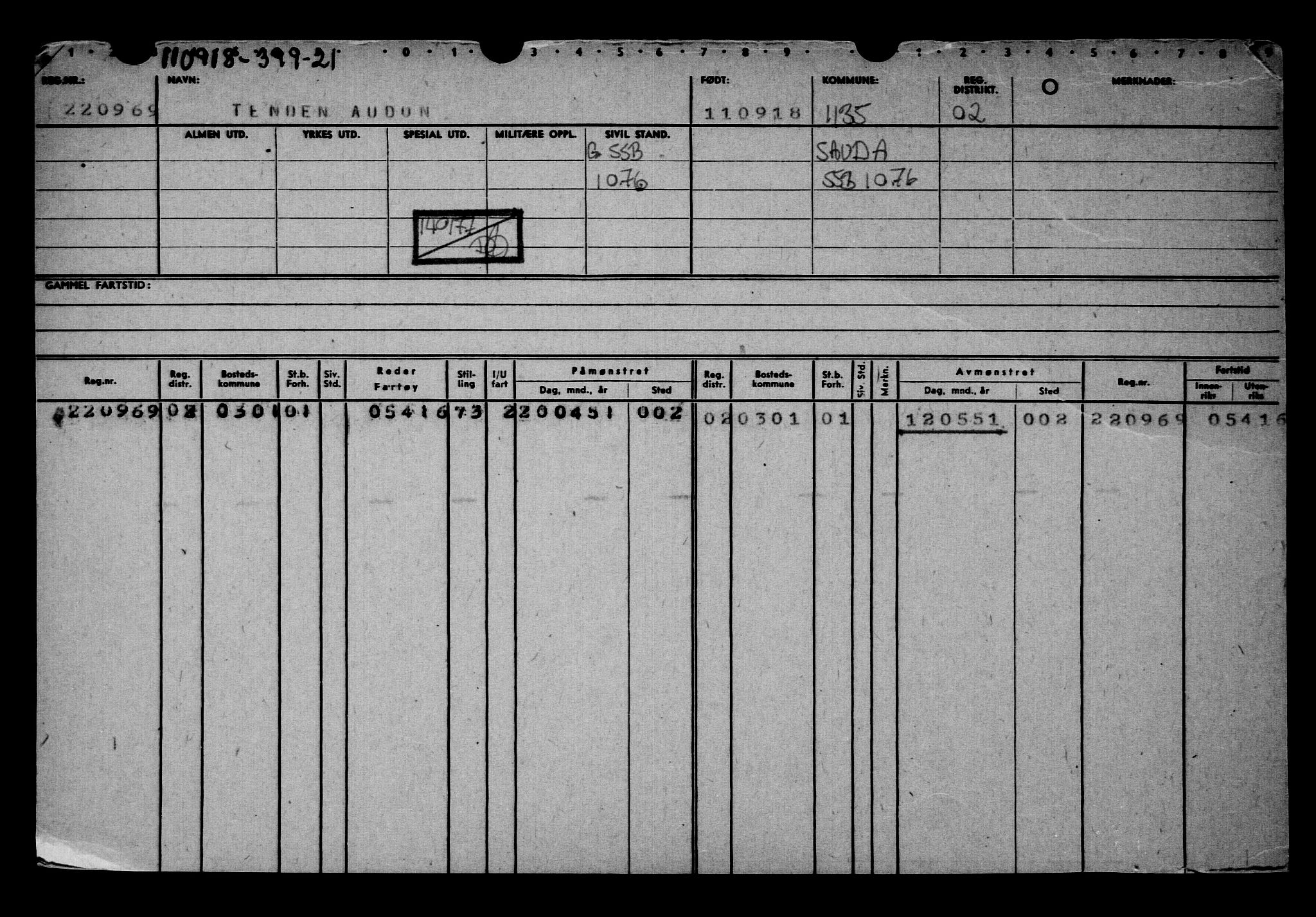 Direktoratet for sjømenn, AV/RA-S-3545/G/Gb/L0162: Hovedkort, 1918, p. 256