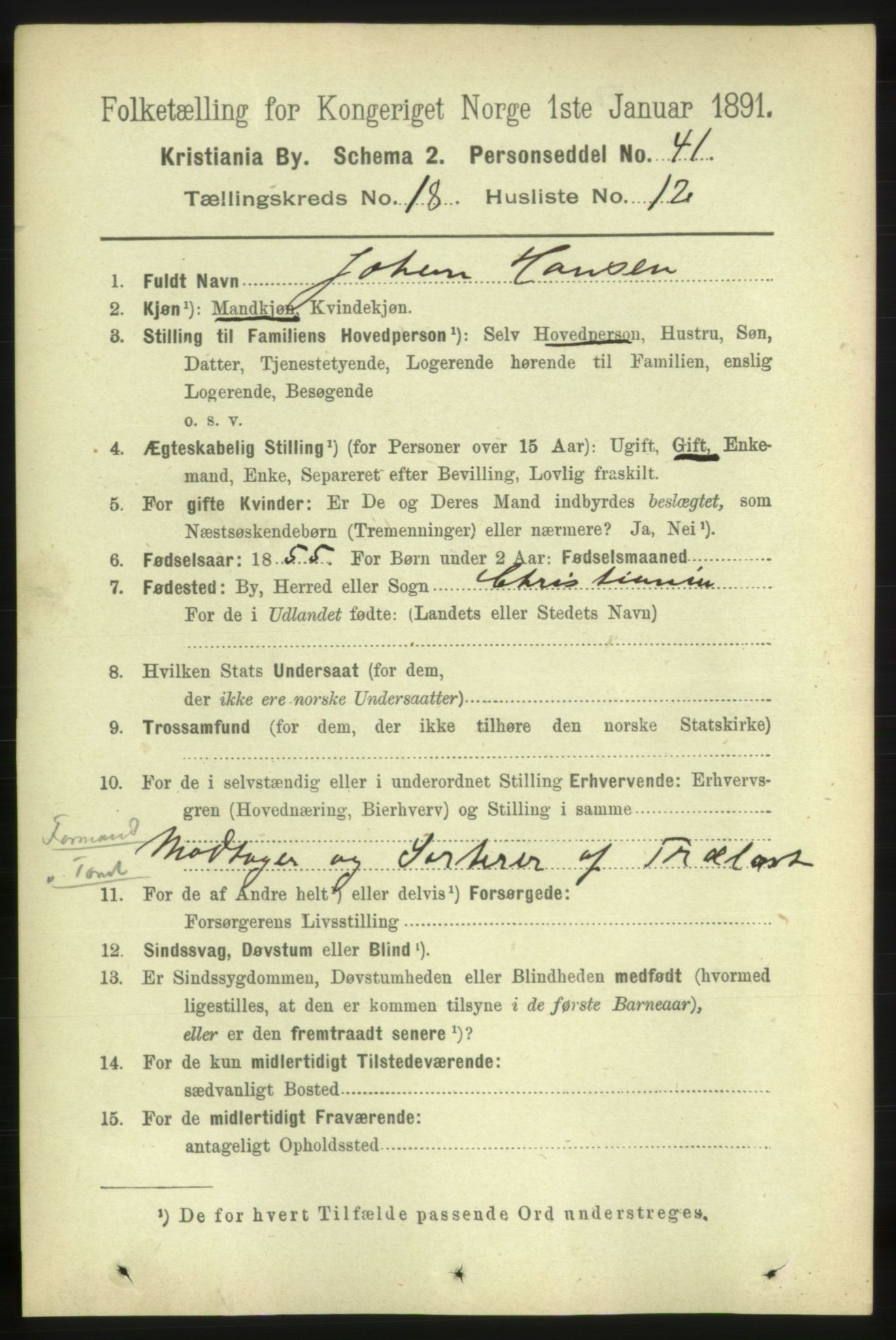 RA, 1891 census for 0301 Kristiania, 1891, p. 9218