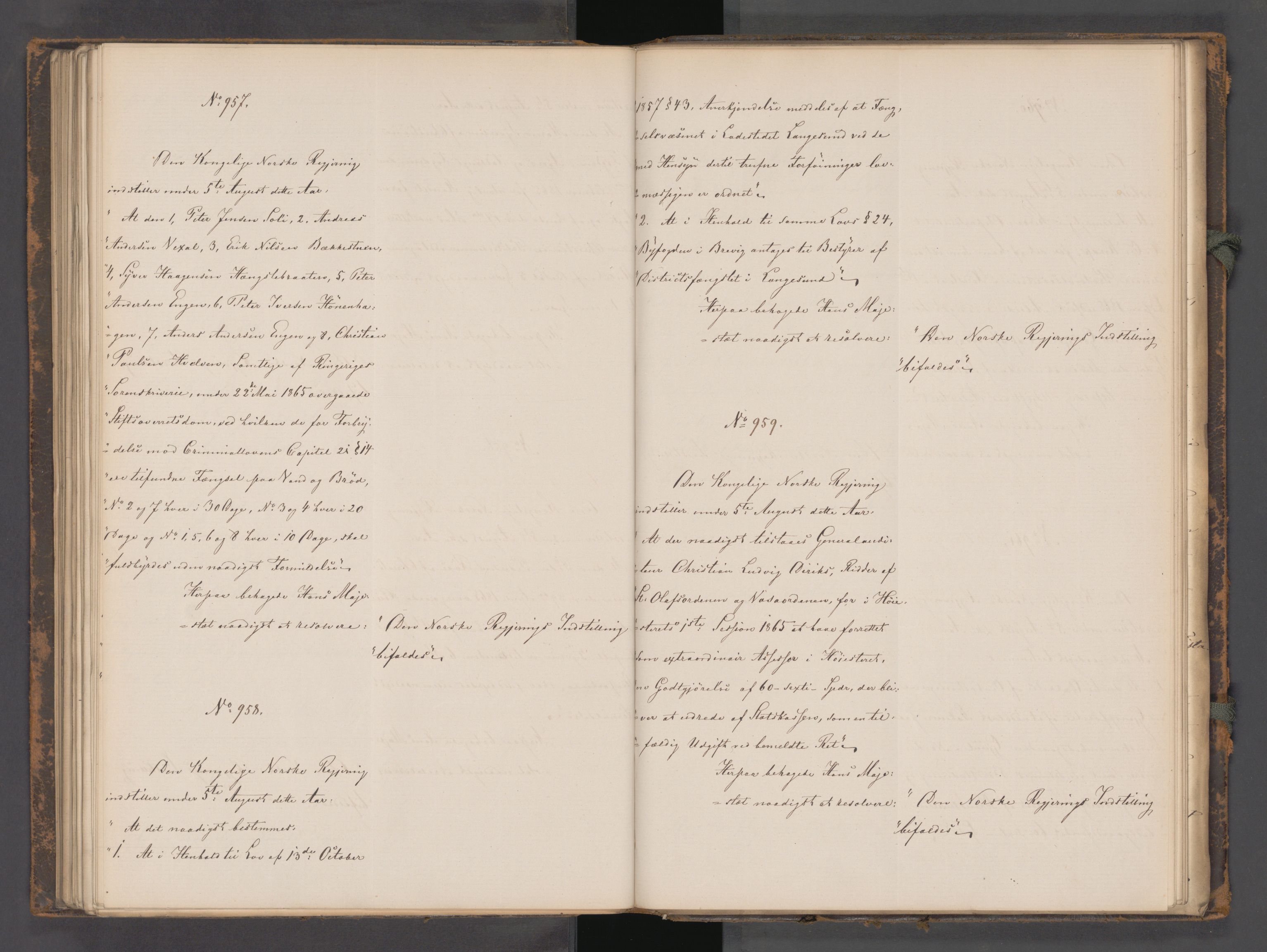 Statsrådssekretariatet, AV/RA-S-1001/A/Ab/L0104: Kgl. res. nr. 724-1001b, 2. halvår, 1865