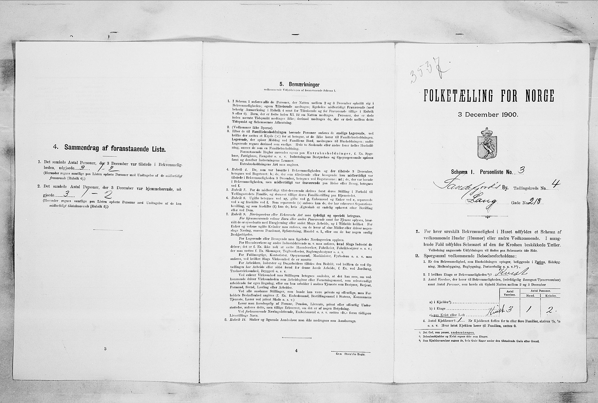 RA, 1900 census for Sandefjord, 1900, p. 908