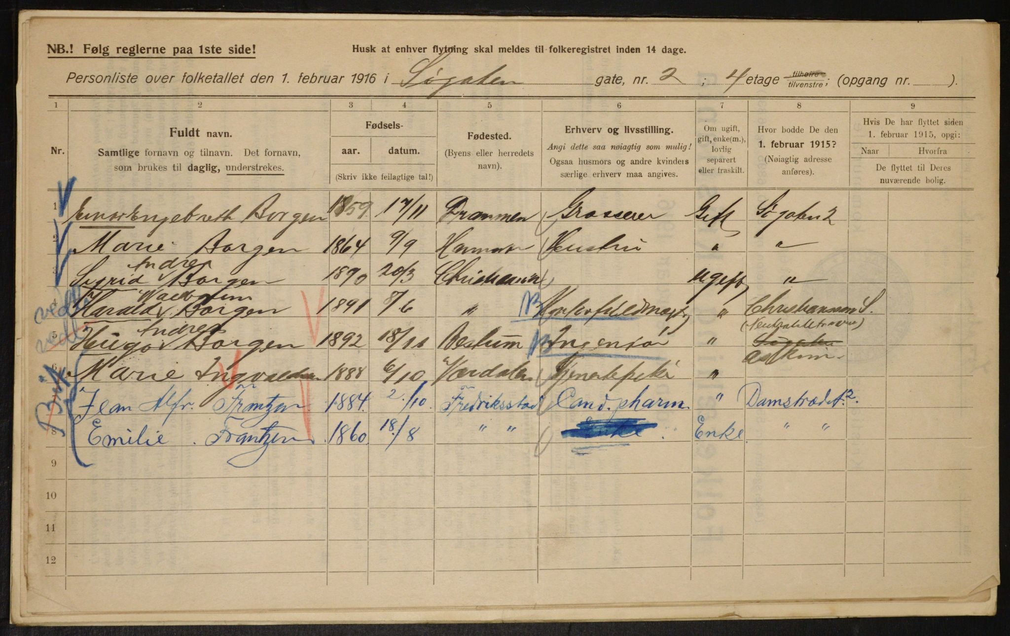 OBA, Municipal Census 1916 for Kristiania, 1916, p. 97545