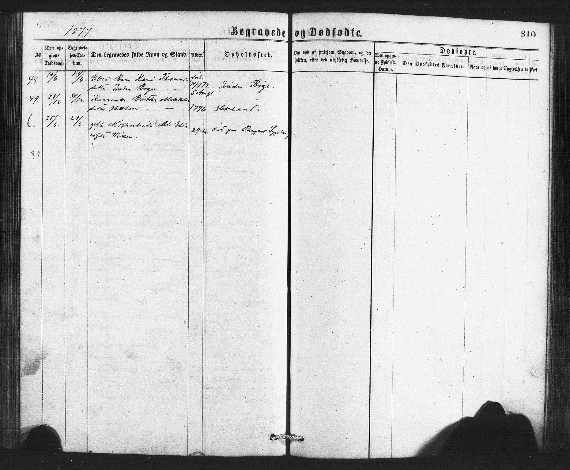 Bruvik Sokneprestembete, SAB/A-74701/H/Haa: Parish register (official) no. A 1, 1869-1877, p. 310