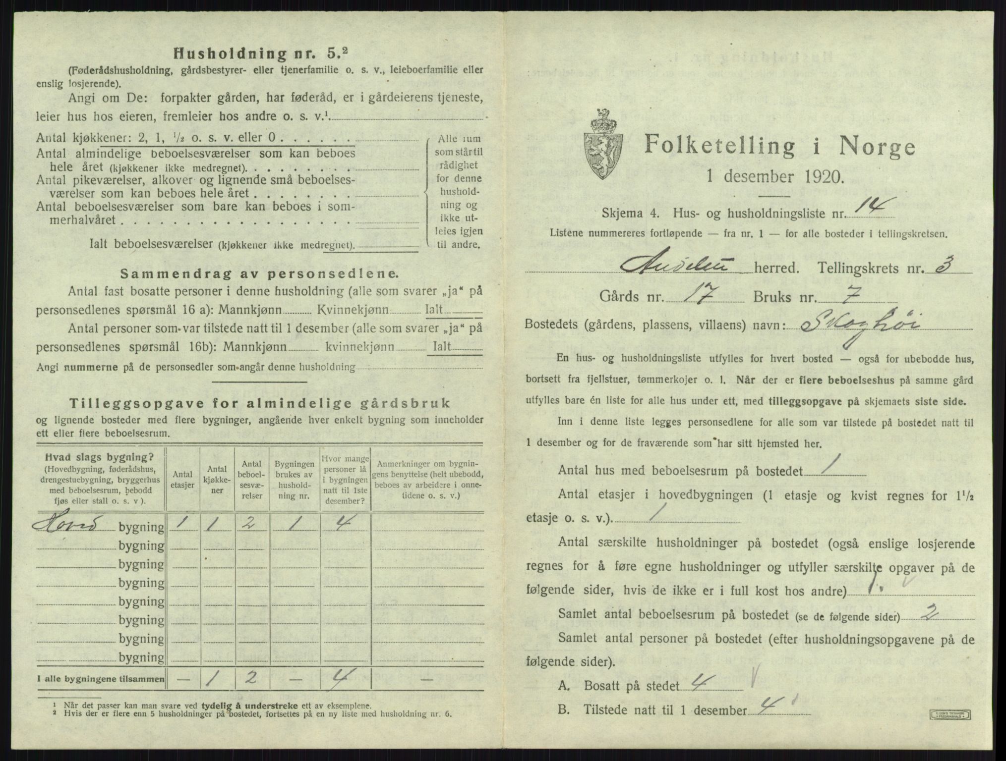 SAKO, 1920 census for Andebu, 1920, p. 207