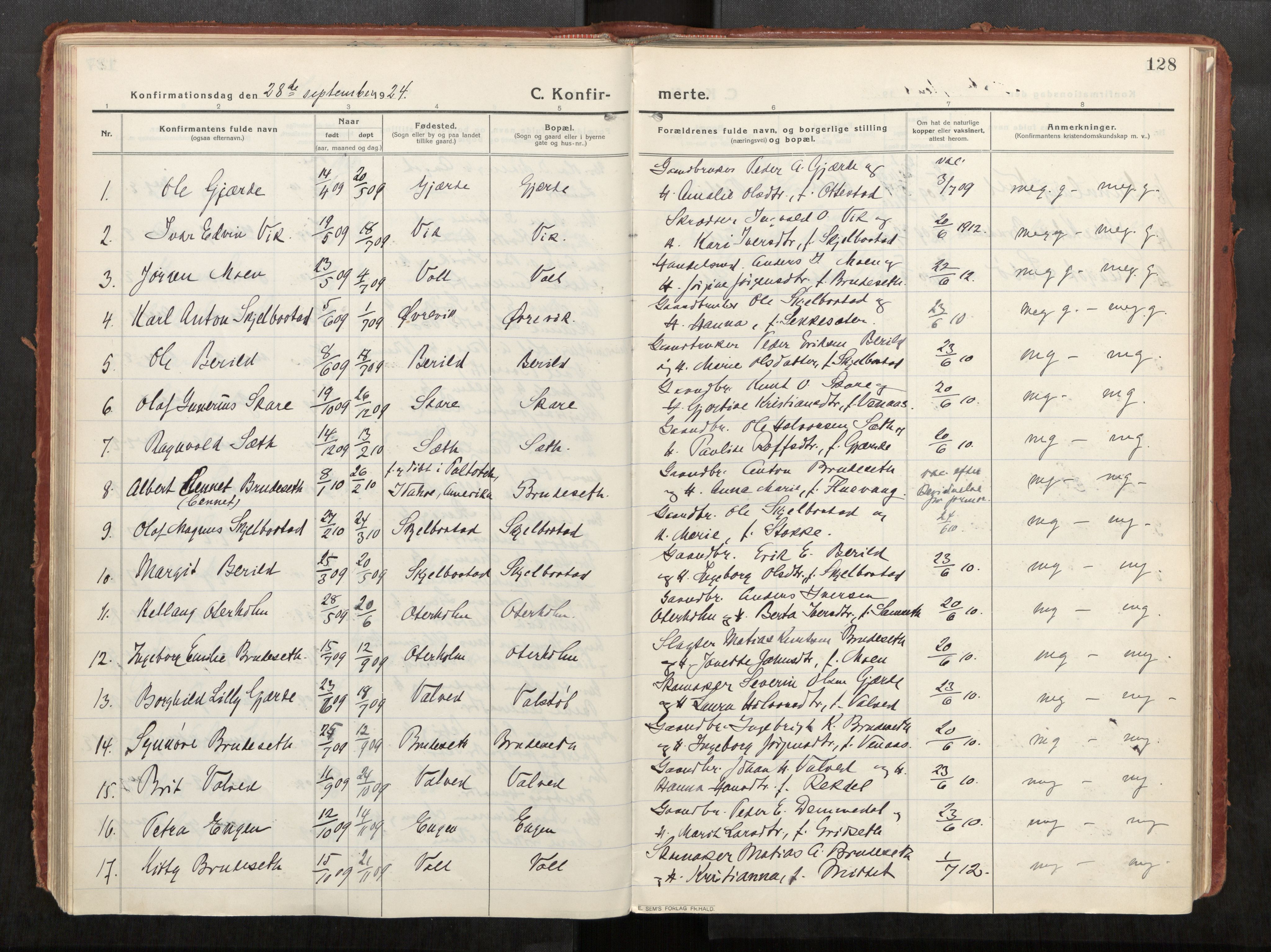 Eid sokneprestkontor, AV/SAT-A-1254: Parish register (official) no. 543A04, 1916-1956, p. 128