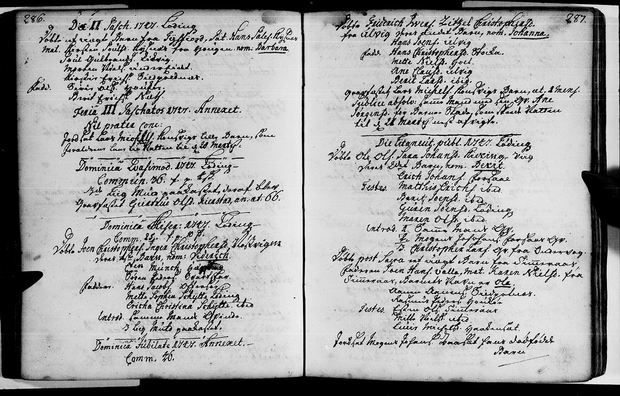 Ministerialprotokoller, klokkerbøker og fødselsregistre - Nordland, AV/SAT-A-1459/872/L1028: Parish register (official) no. 872A03, 1734-1764, p. 286-287