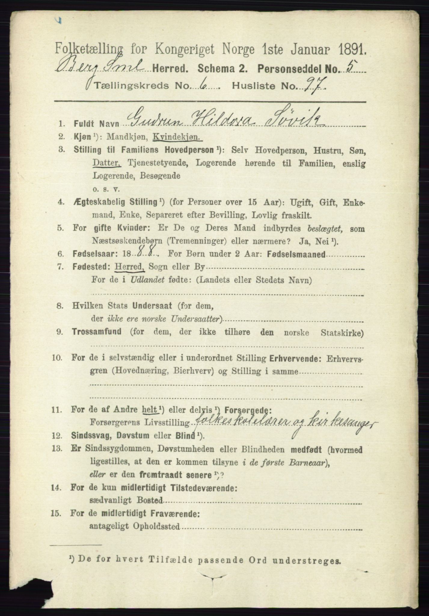 RA, 1891 census for 0116 Berg, 1891, p. 4899