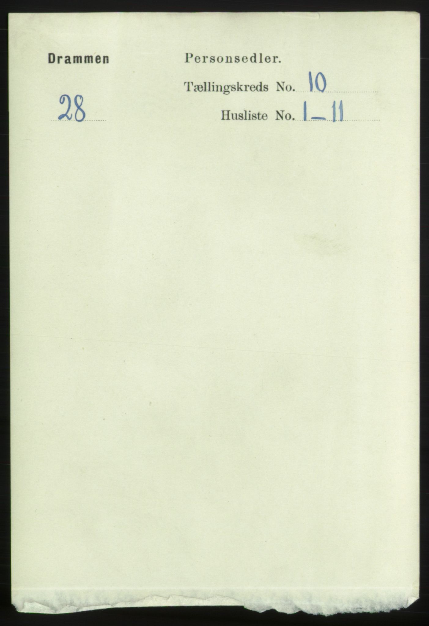 RA, 1891 census for 0602 Drammen, 1891, p. 7911