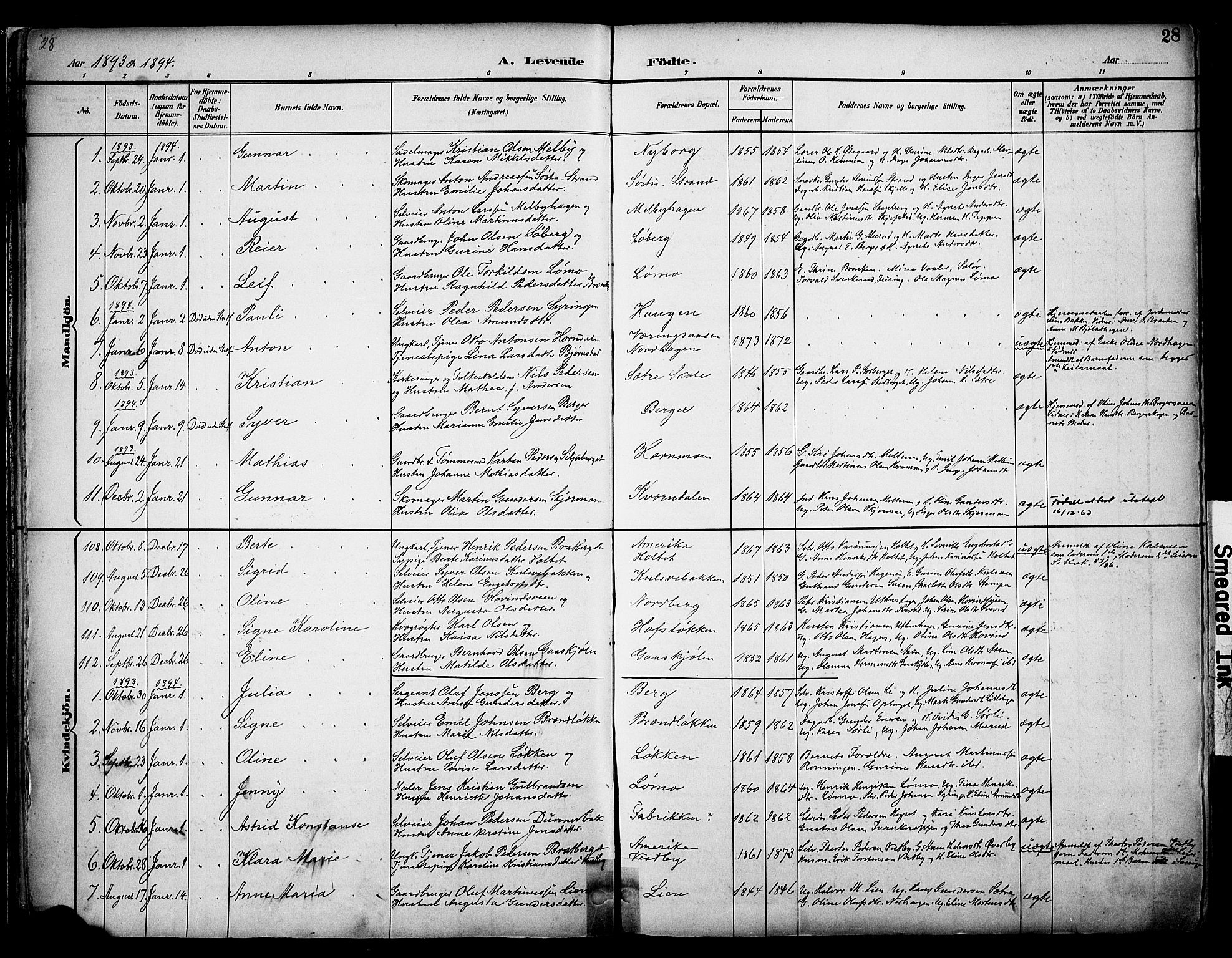 Elverum prestekontor, AV/SAH-PREST-044/H/Ha/Haa/L0014: Parish register (official) no. 14, 1891-1909, p. 28