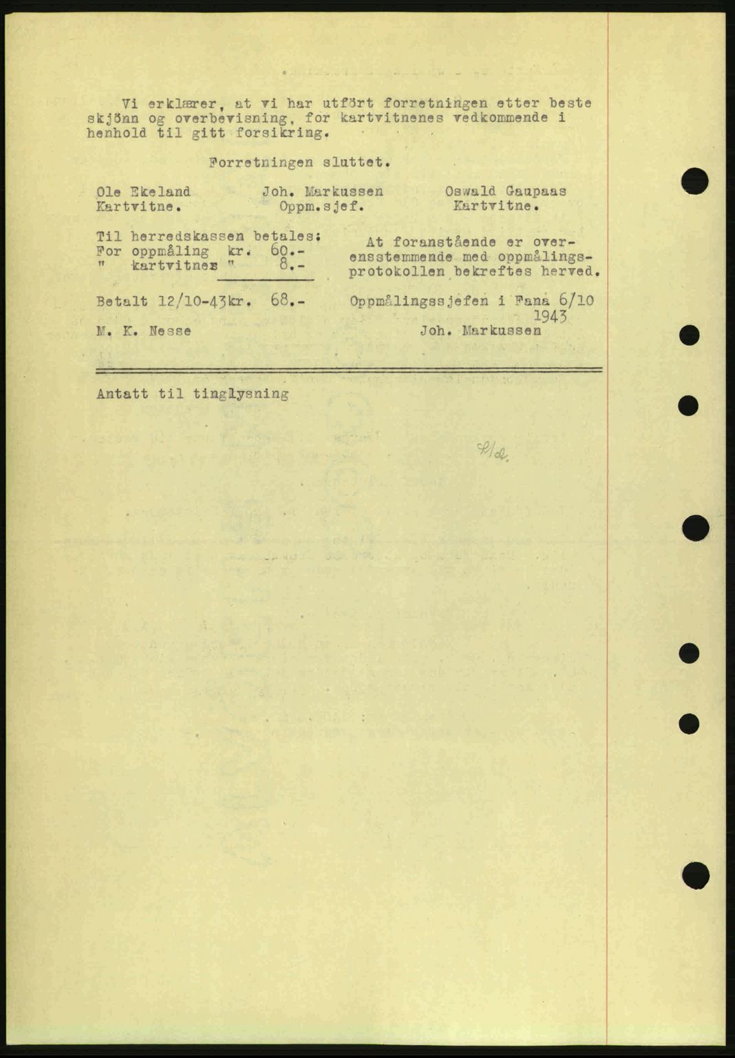 Midhordland sorenskriveri, SAB/A-3001/1/G/Gb/Gbj/L0019: Mortgage book no. A37-38, 1944-1945, Diary no: : 185/1945