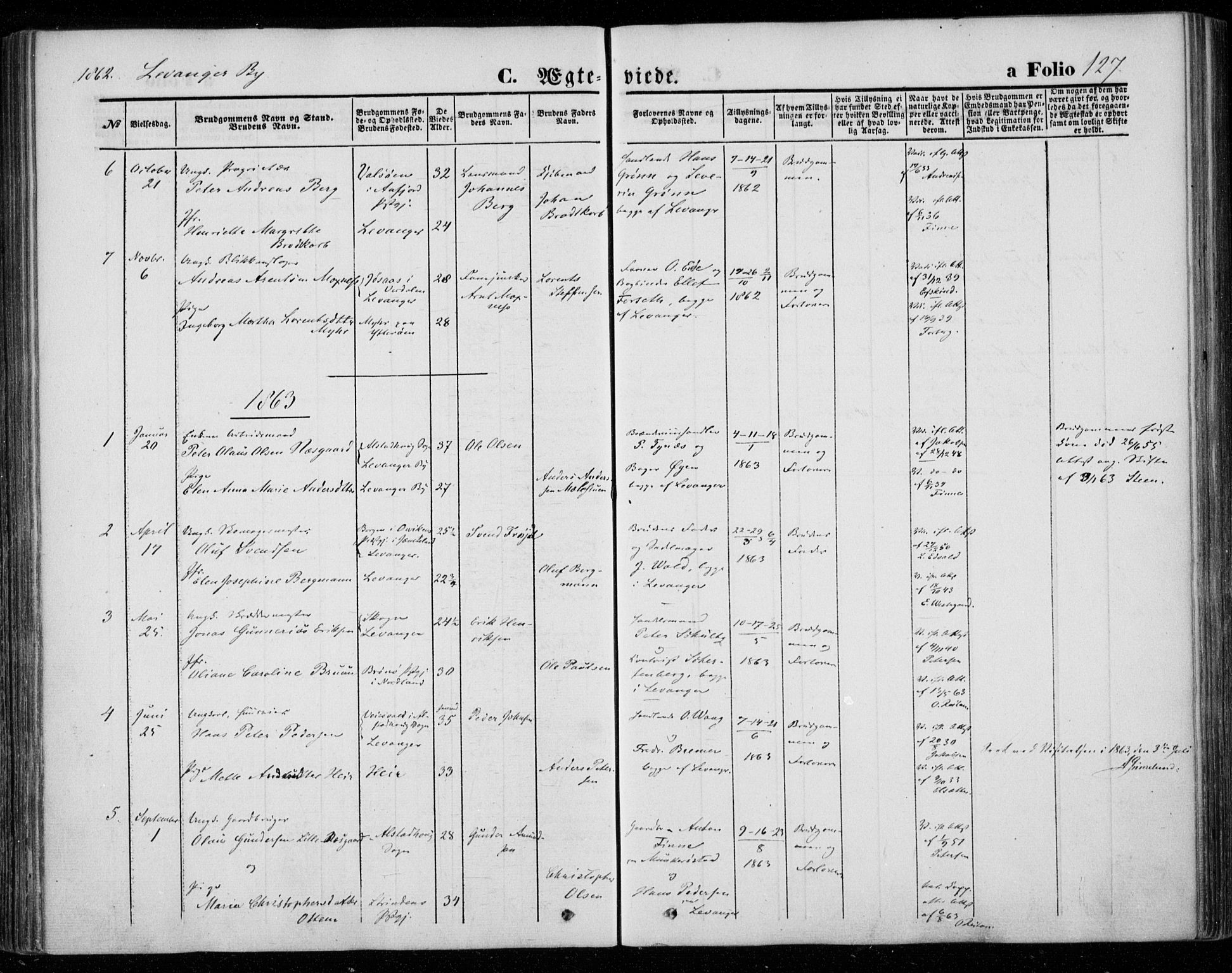 Ministerialprotokoller, klokkerbøker og fødselsregistre - Nord-Trøndelag, SAT/A-1458/720/L0184: Parish register (official) no. 720A02 /1, 1855-1863, p. 127