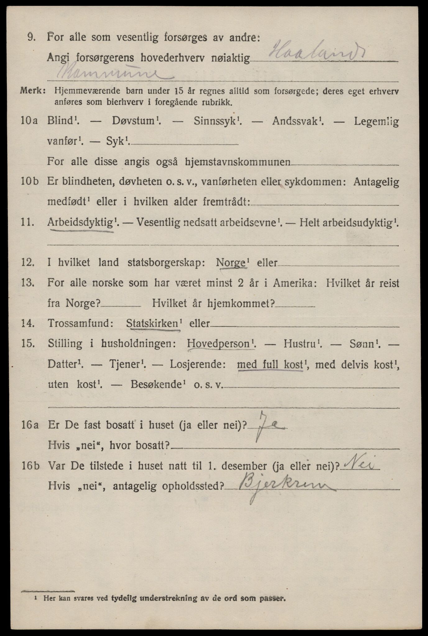 SAST, 1920 census for Håland, 1920, p. 5696